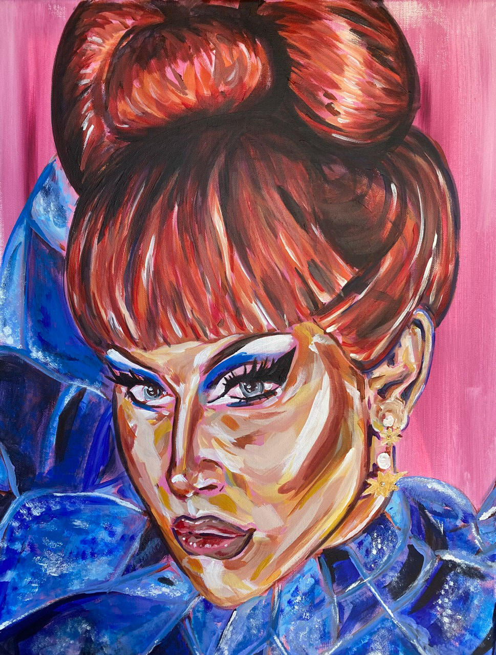 Jan 18"x24" acrylic & Swarovski crystals on canvas