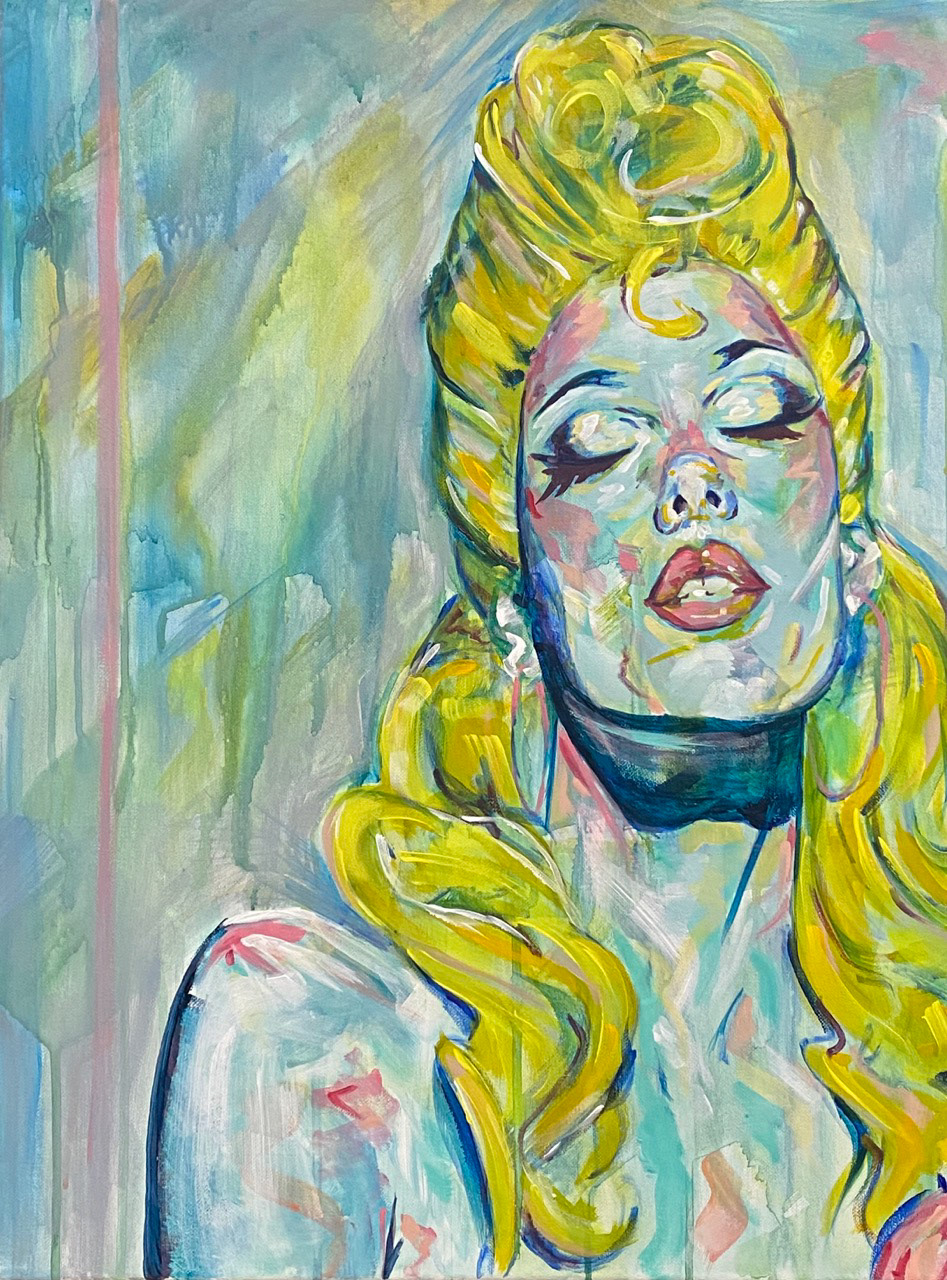 Gigi Goode 18"x24" acrylic & Swarovski crystals on canvas