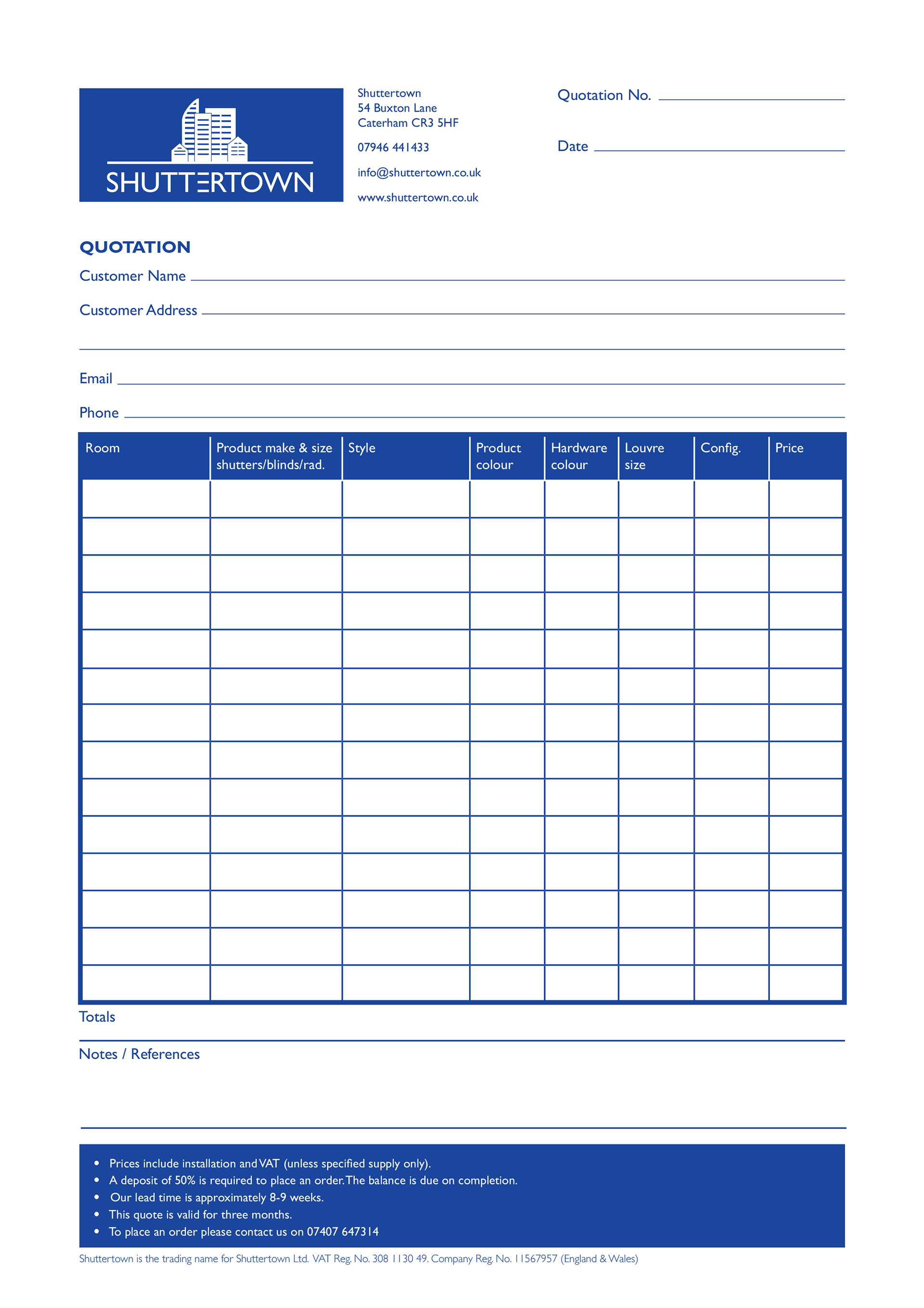quotation form