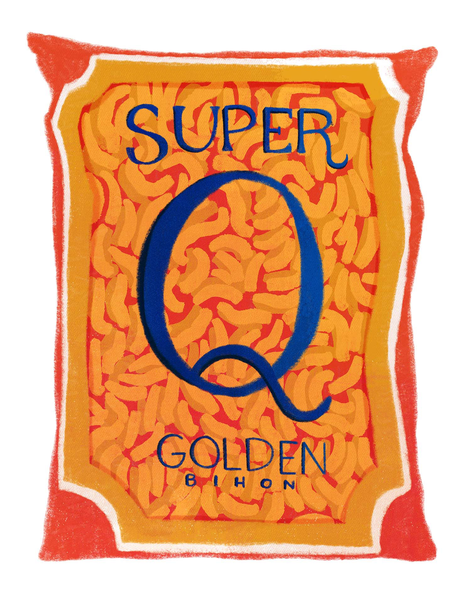 Graphic: a digital charcoal illustration of a package of bihon noodles