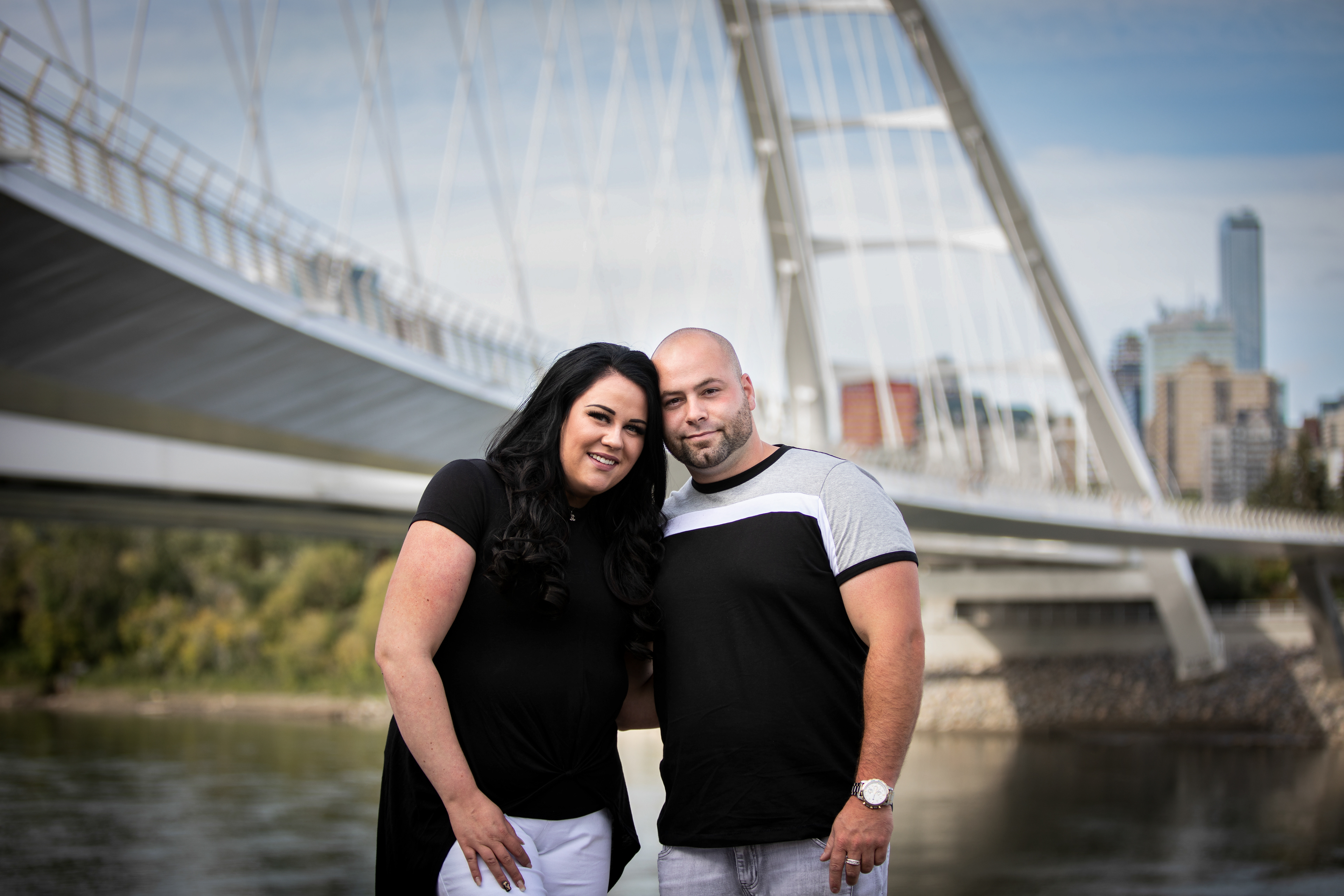 couple at walterdale bridge in Edmonton