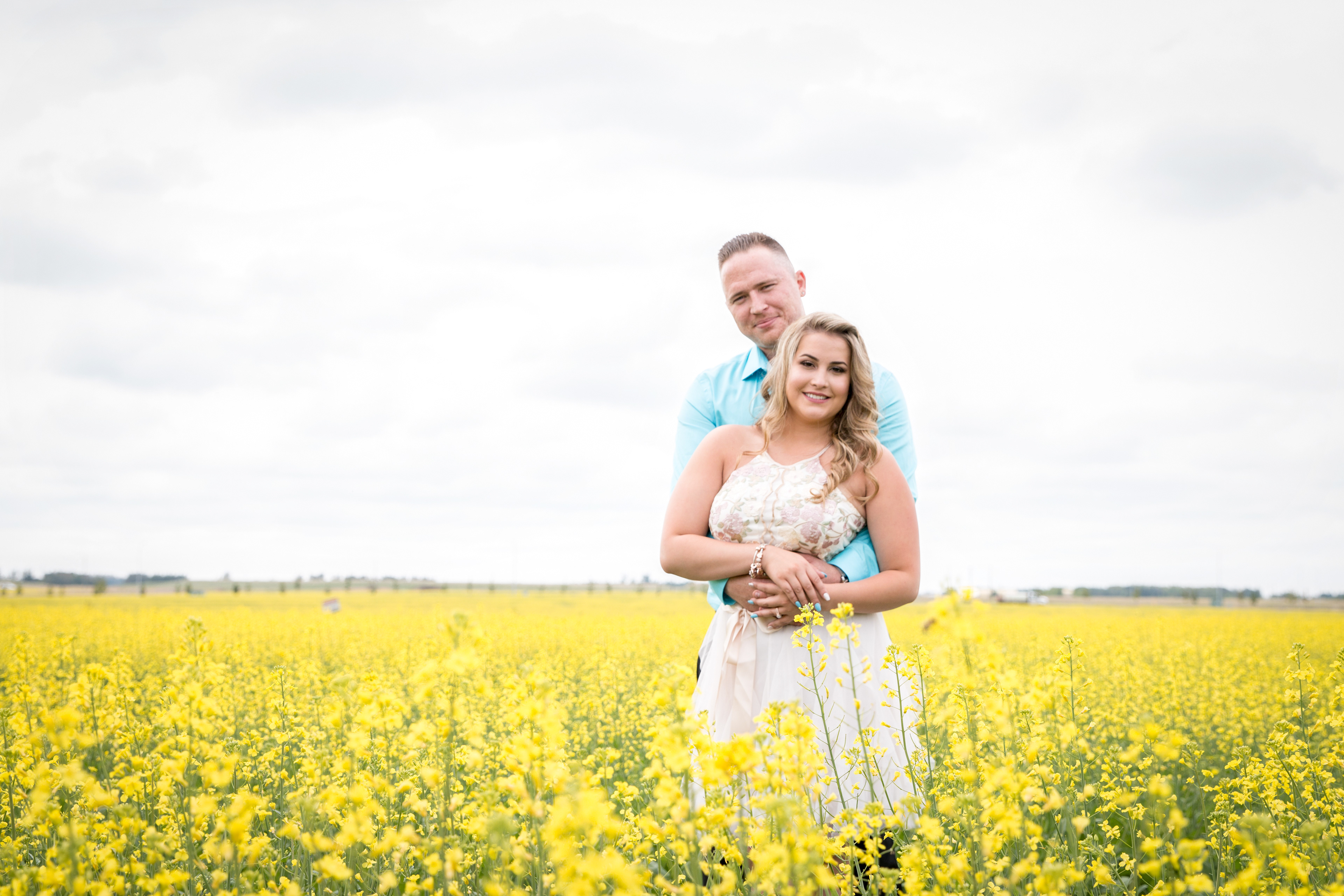 Couple at flower field s in Edmonton