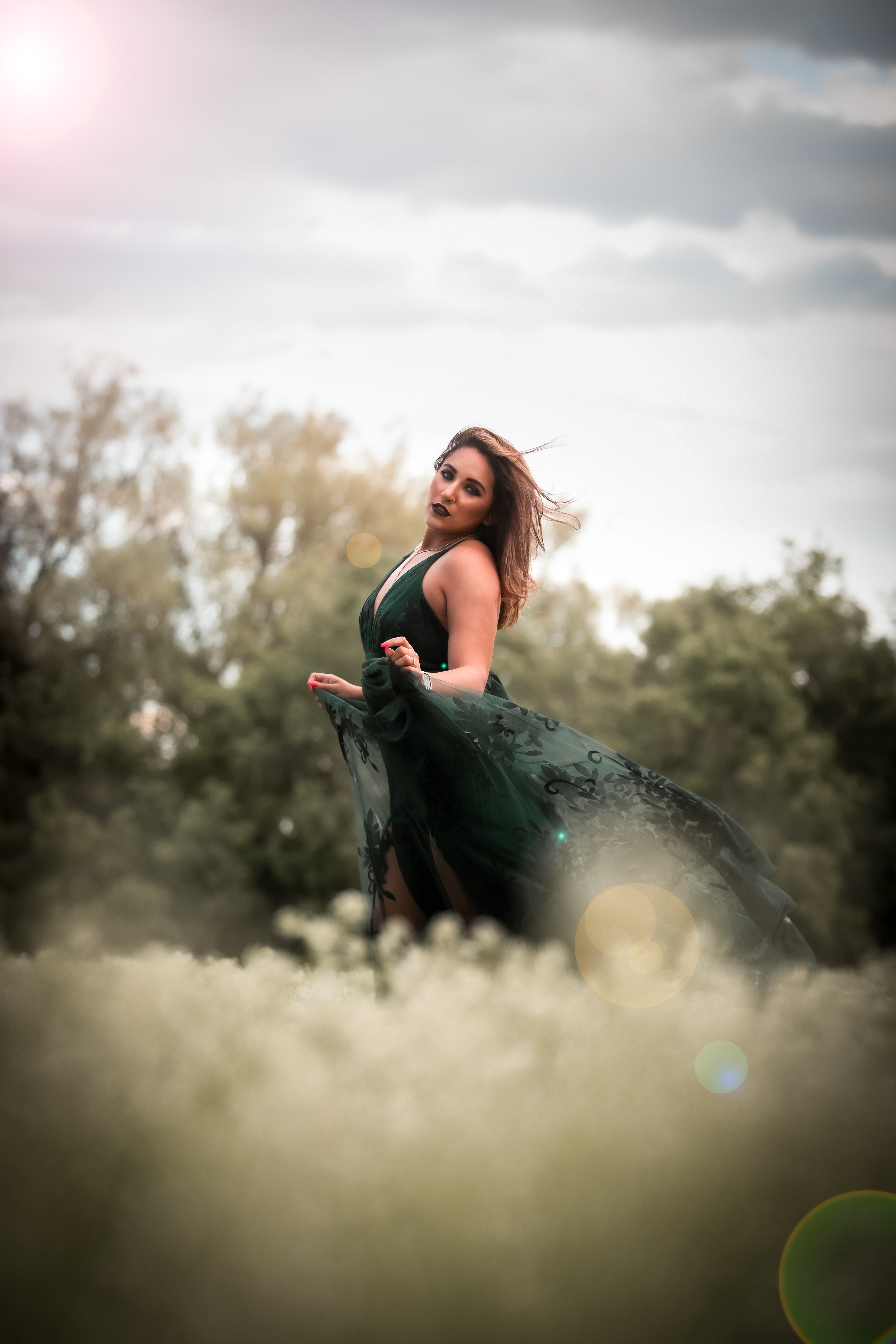 models dress blowing in the wind