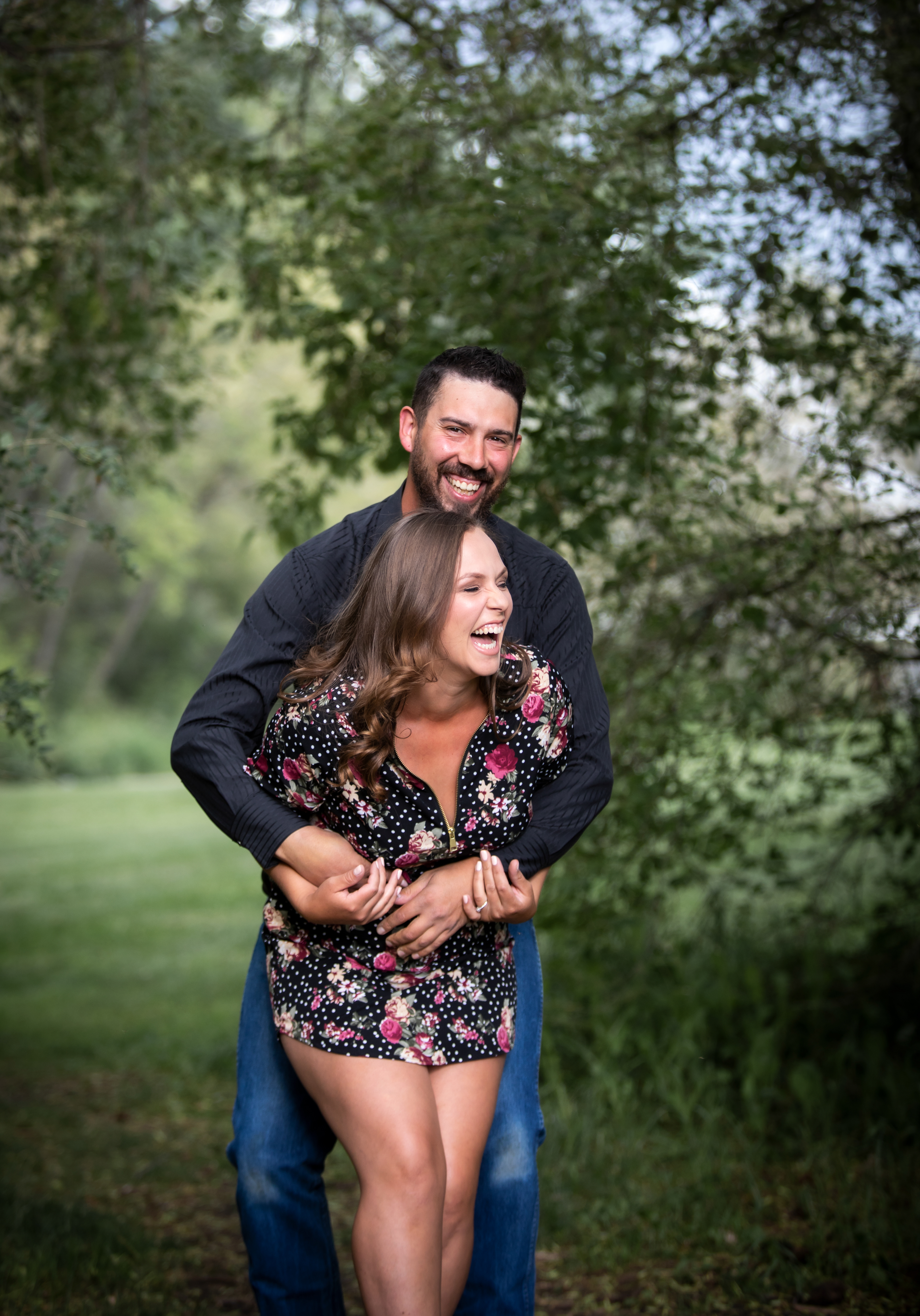 couple laughing at Kinsmen Park in Edmonton