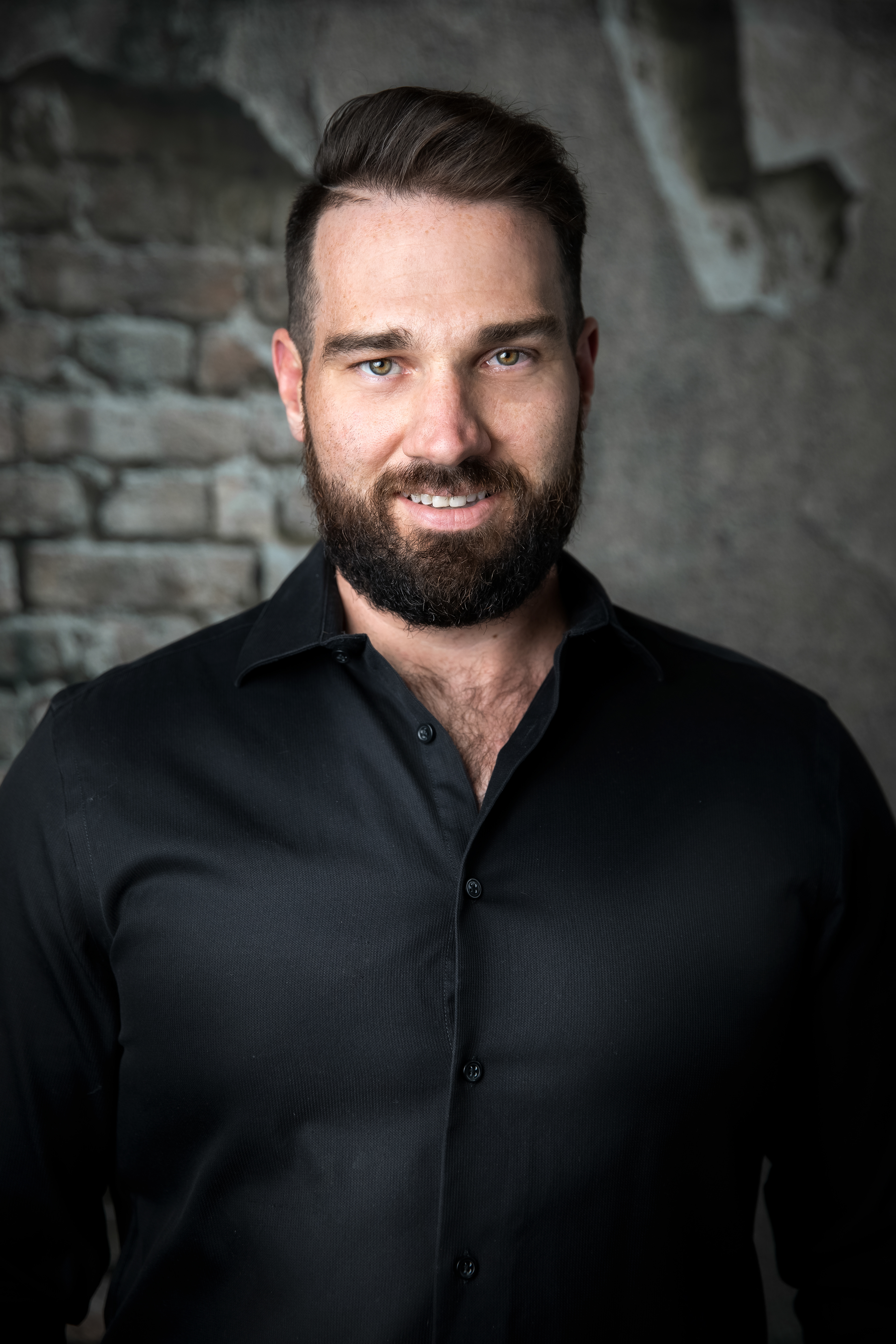 male model smiling at camera