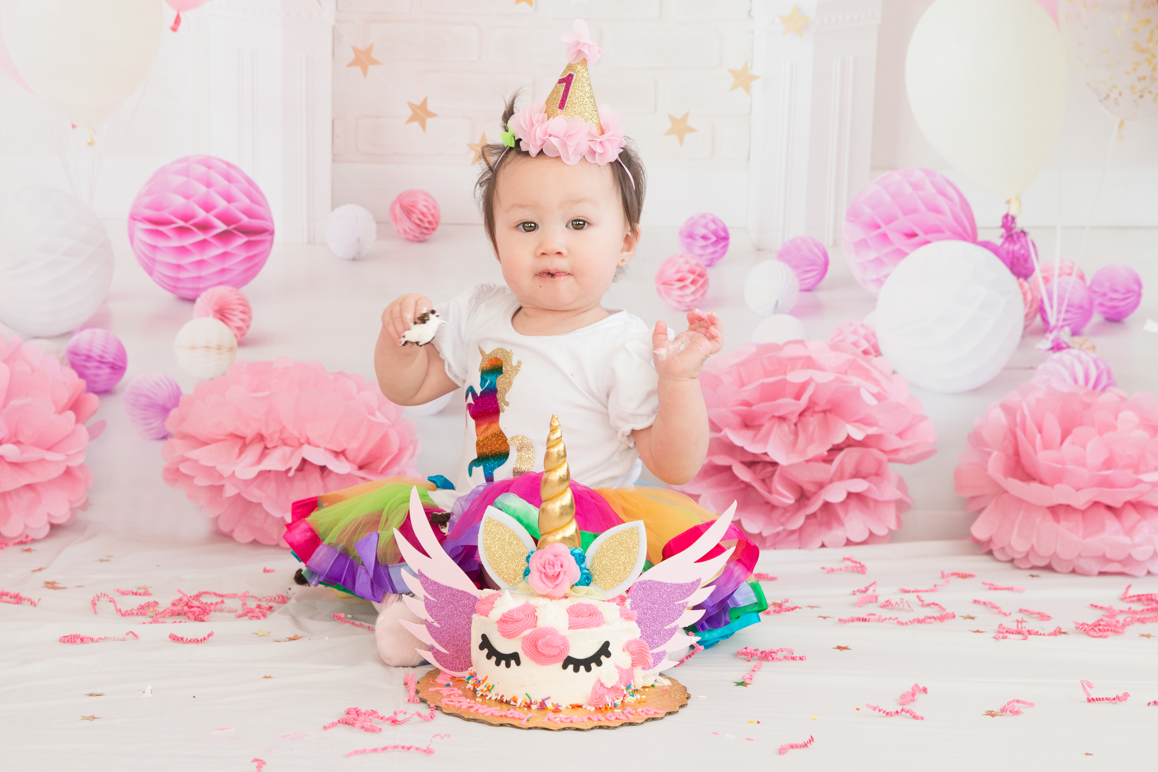 baby eating cake 