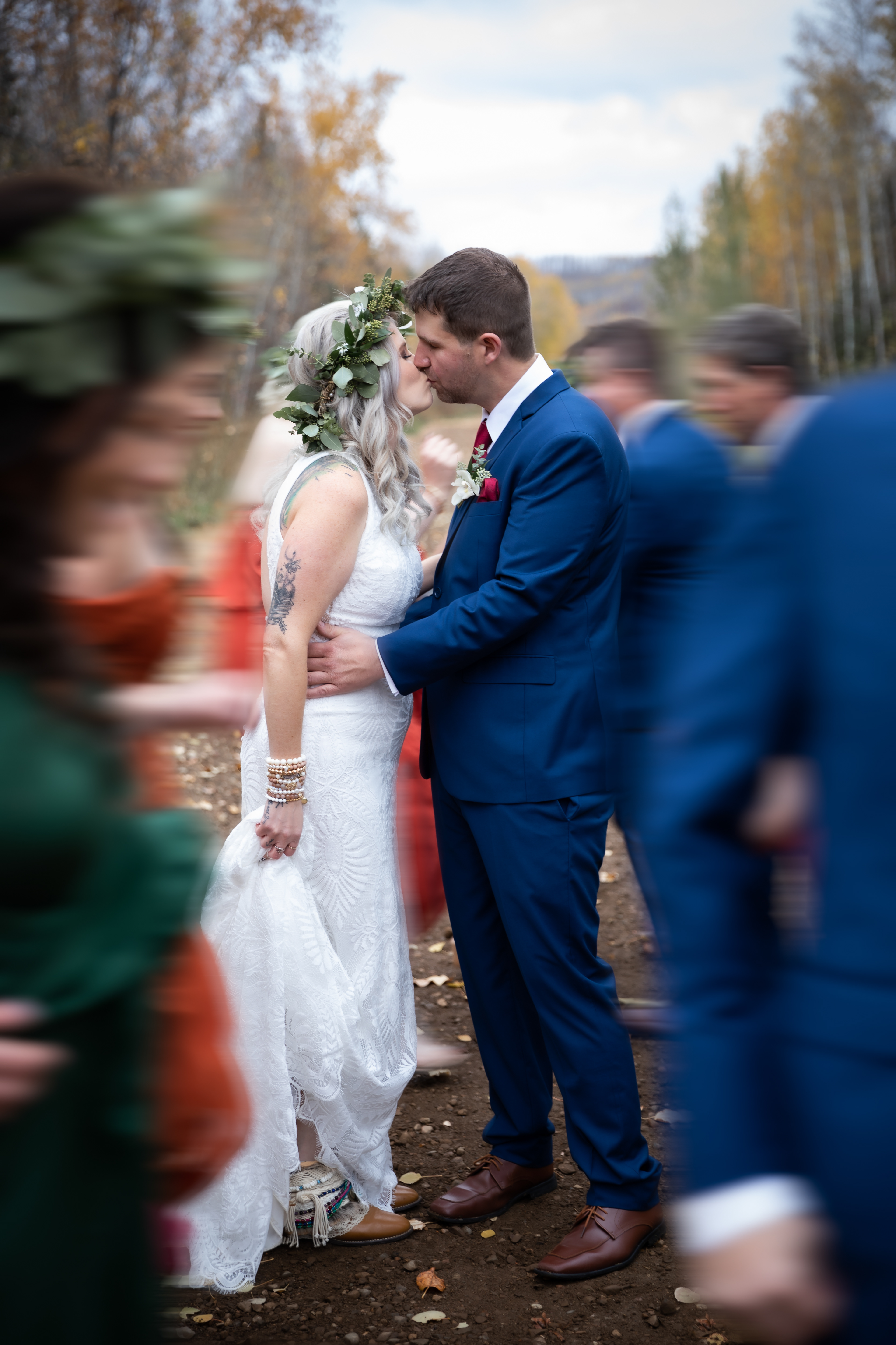 Bridal party in the fall of Edmonton