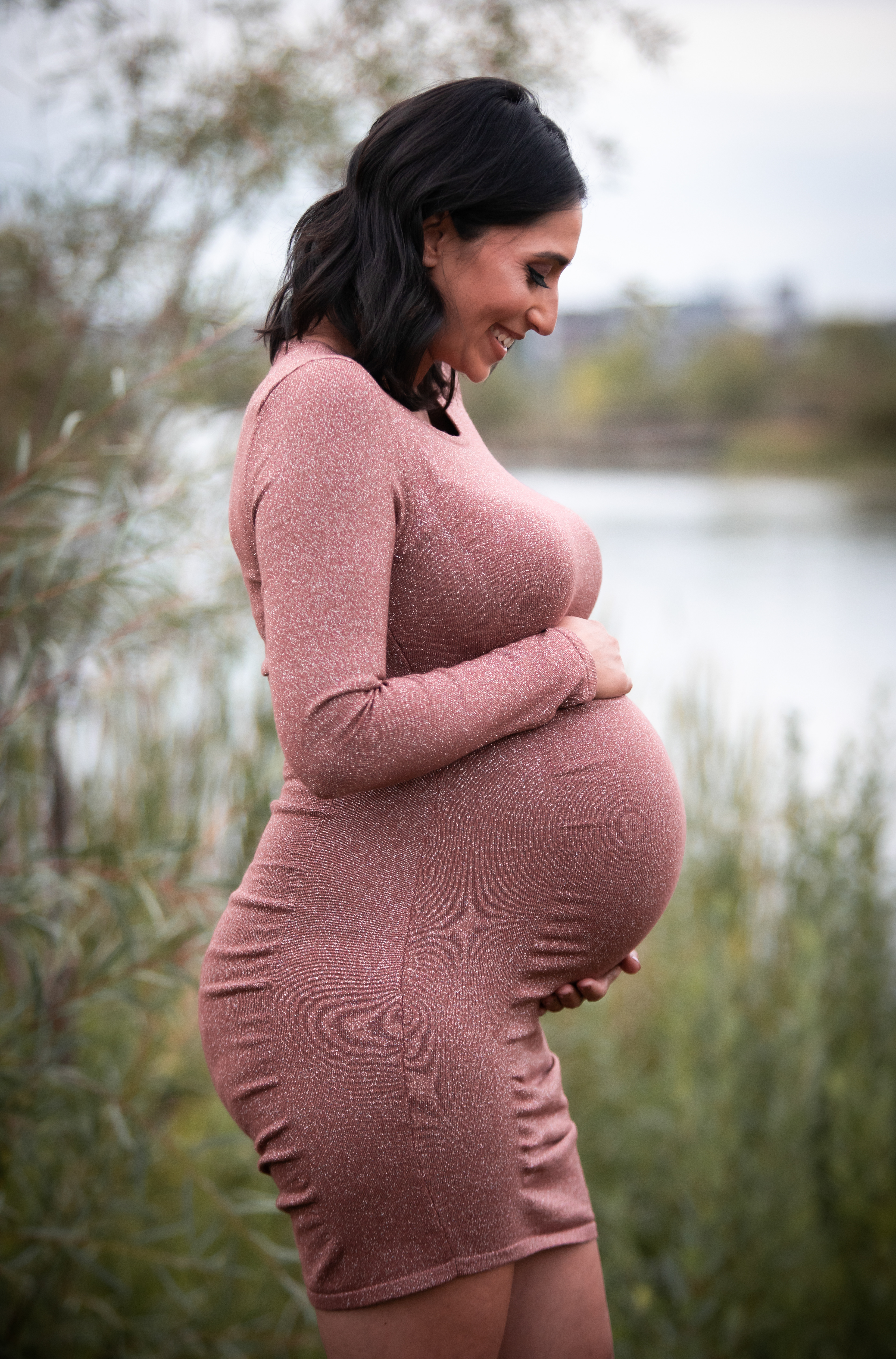 pregnant mom  laughing