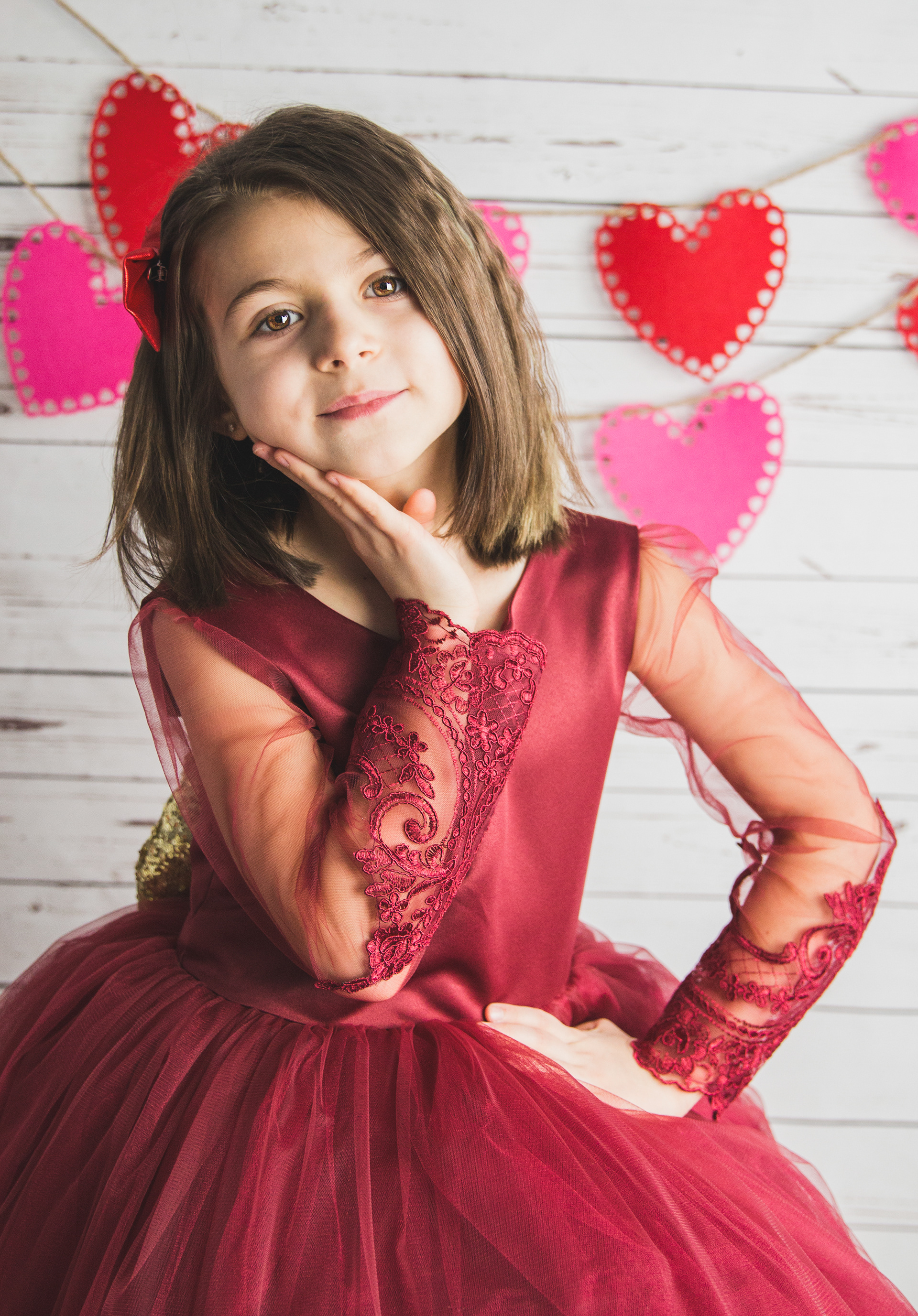 valentines day special photos little girl in a red dress