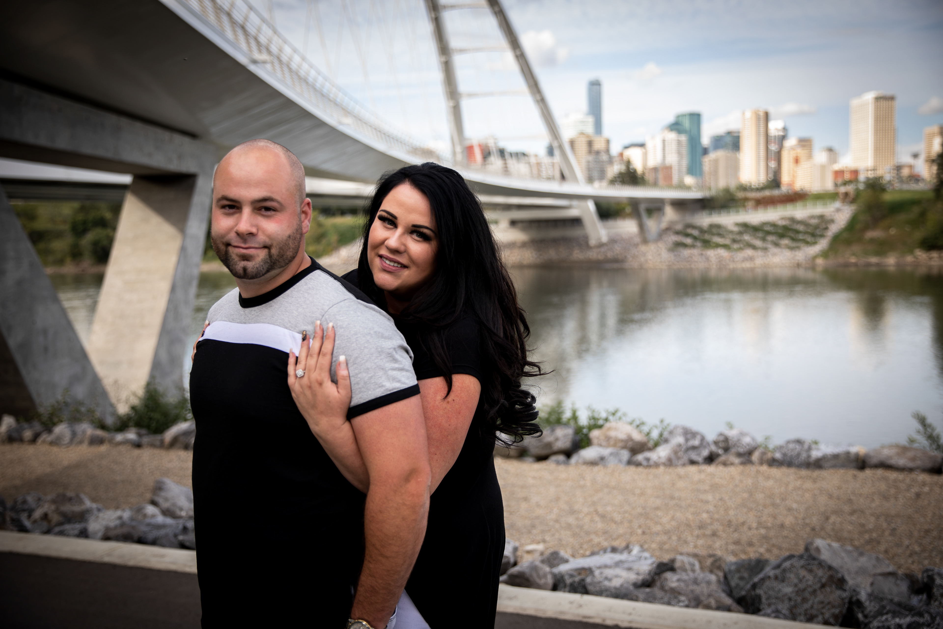couple at walterdale bridge in Edmonton