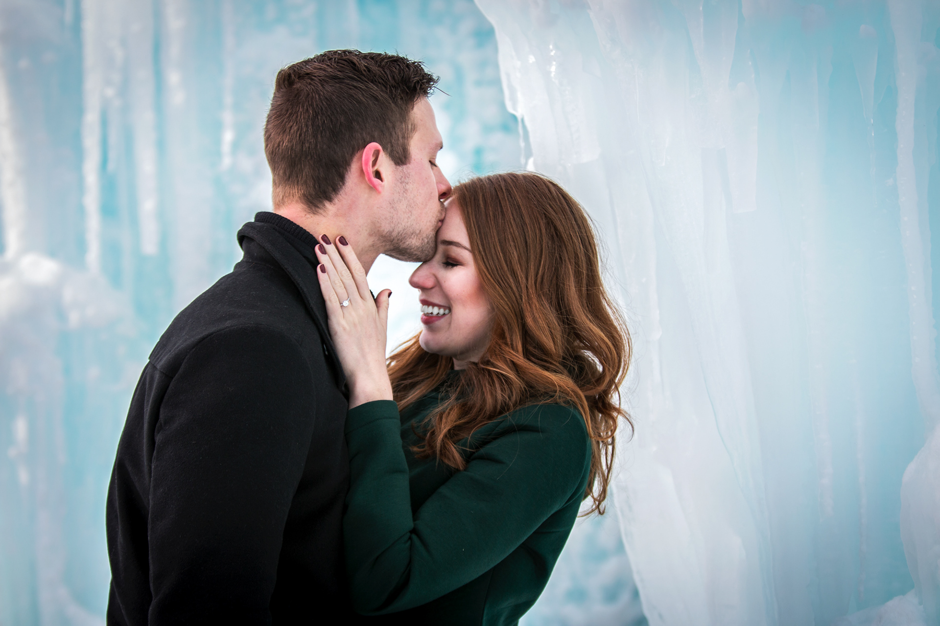 Couple at ice castles in Edmonton