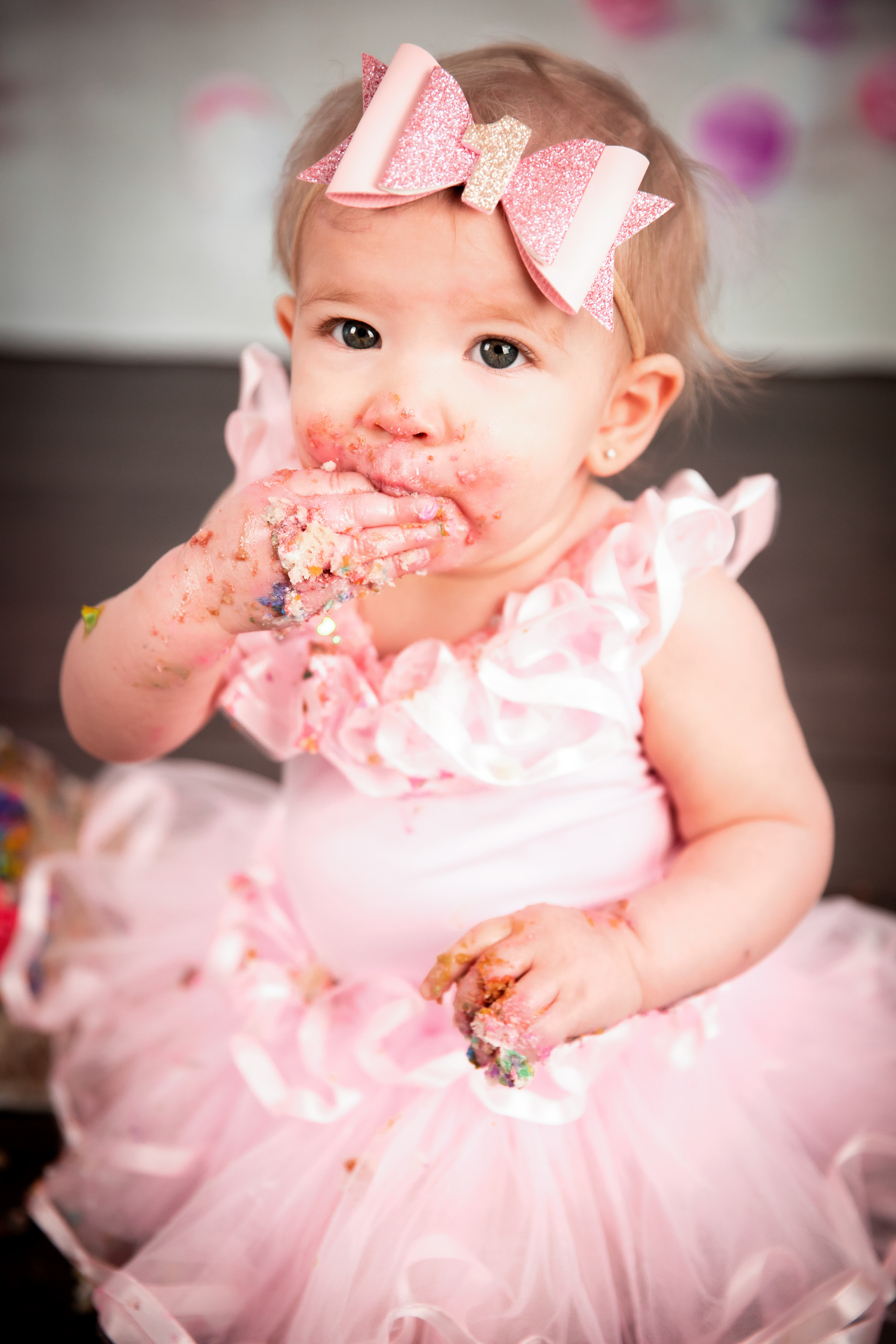 baby eating cake 