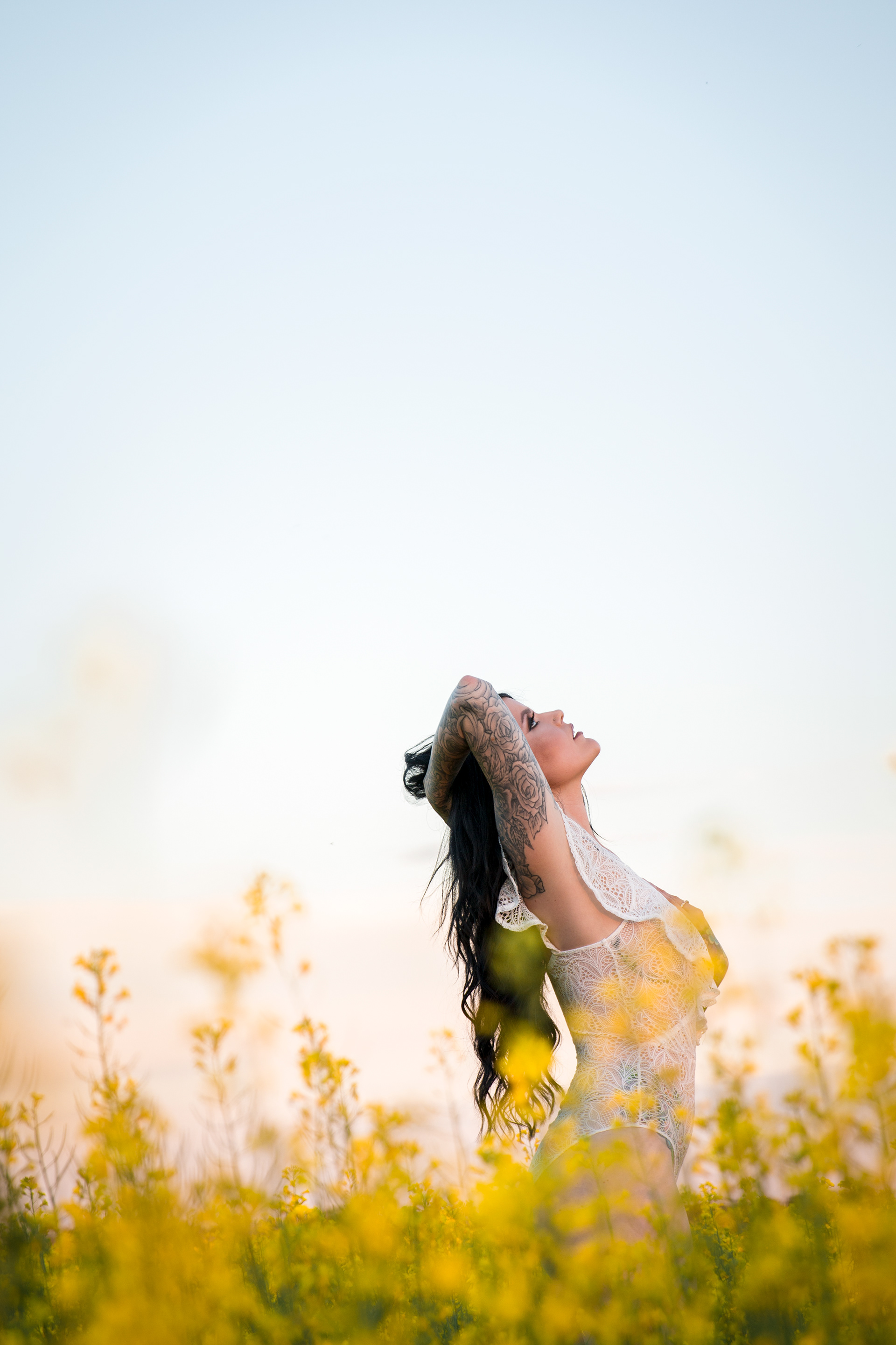 model in the flowers