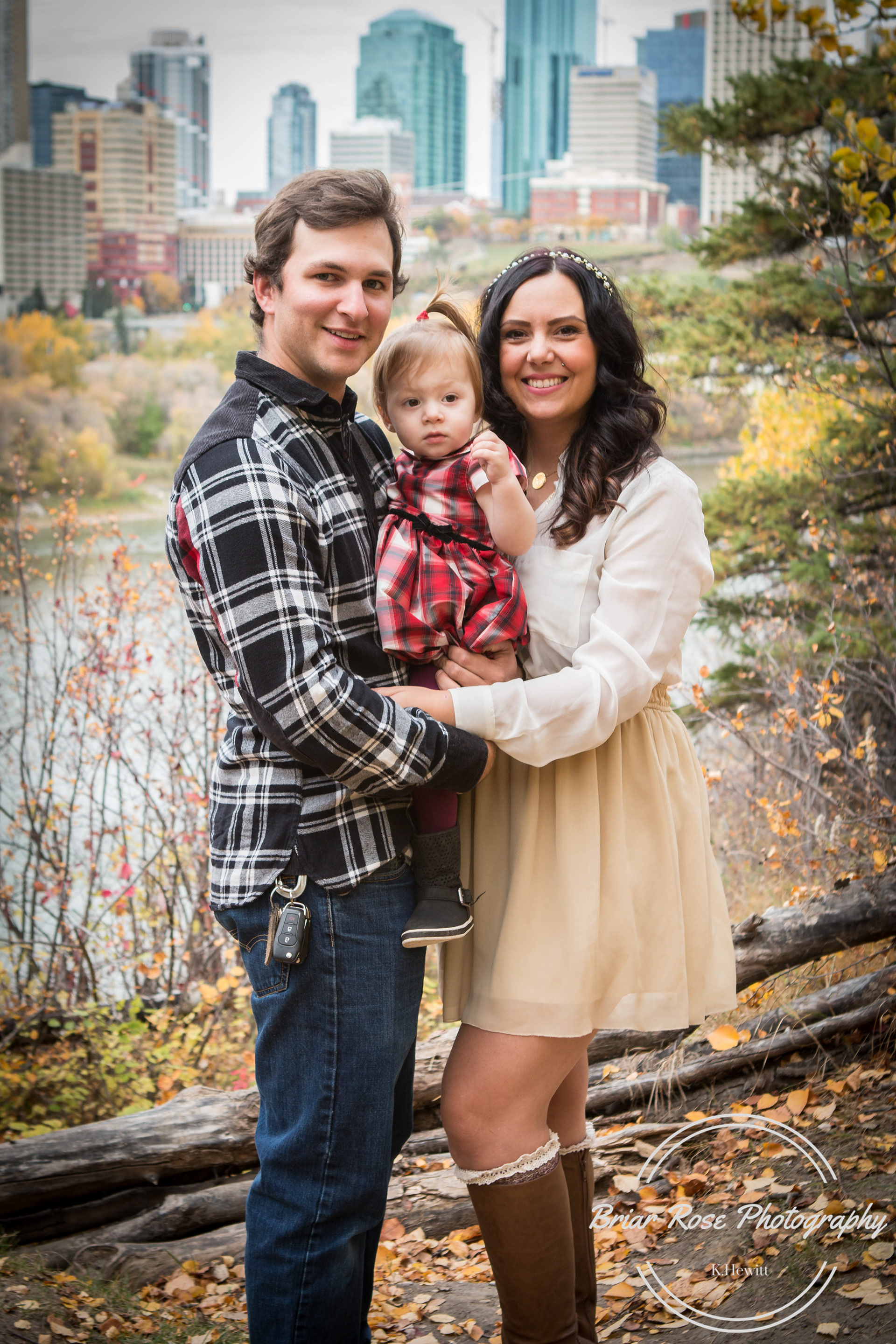 Family photos with Edmonton city landscape