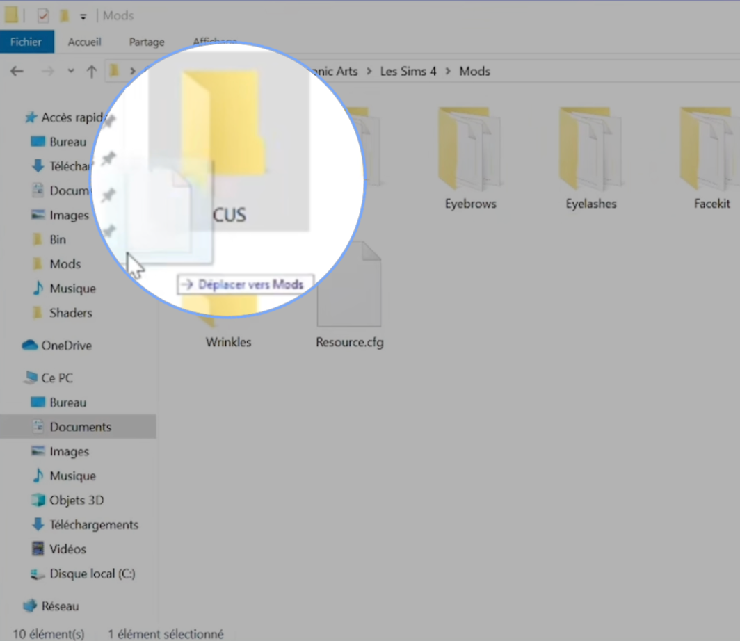 5. et enfin y glisser le fichier "[ellcrze] Bonsai CAS.package" précédemment téléchargé 