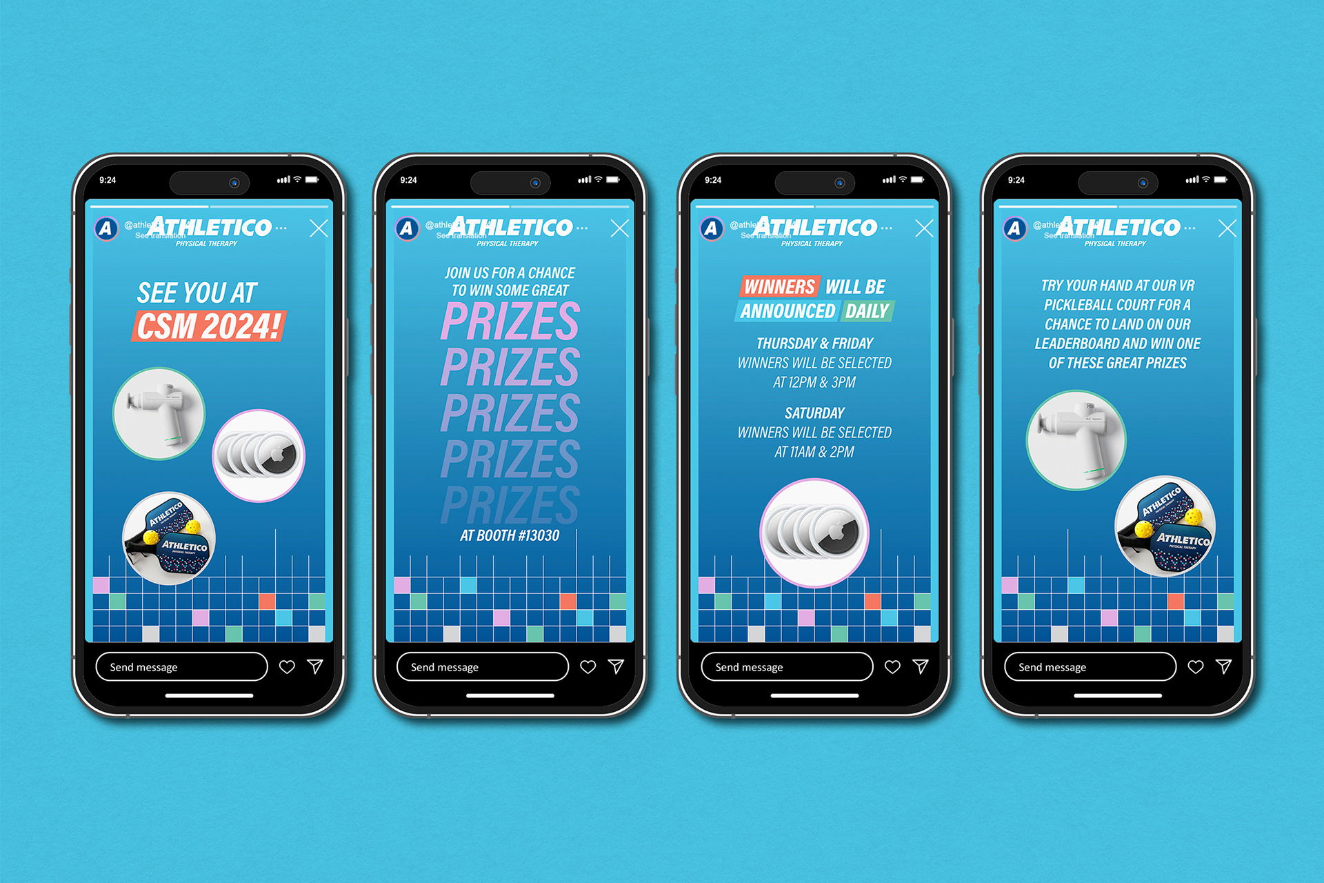 Facebook/IG story graphics for prizes at our booth