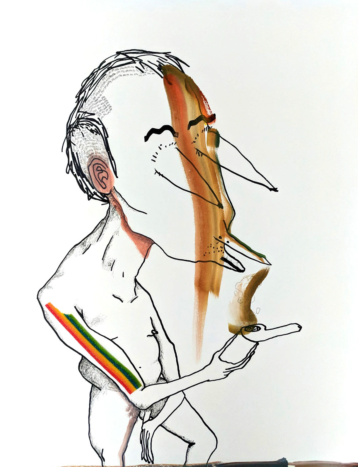 "Gus" (Guache, Pen and Ink, and an Airhead Extreme, 2018)
