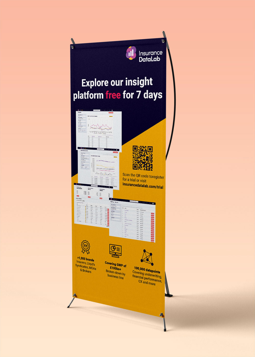 Roll-up banner for Insurance DataLab. Created using Illustrator and Photoshop