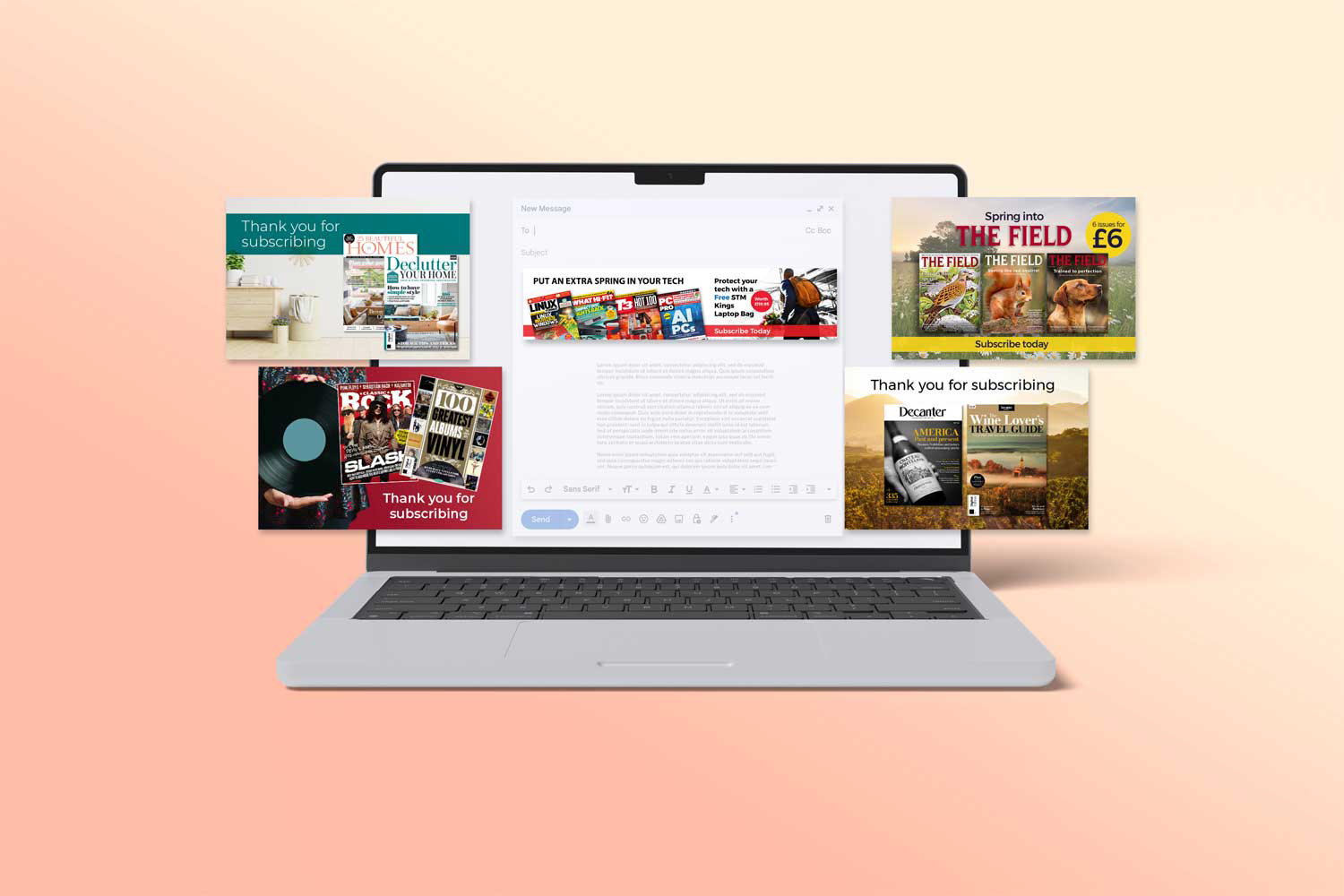 Email banners for Future Plc digital marketing. Created in Illustrator.