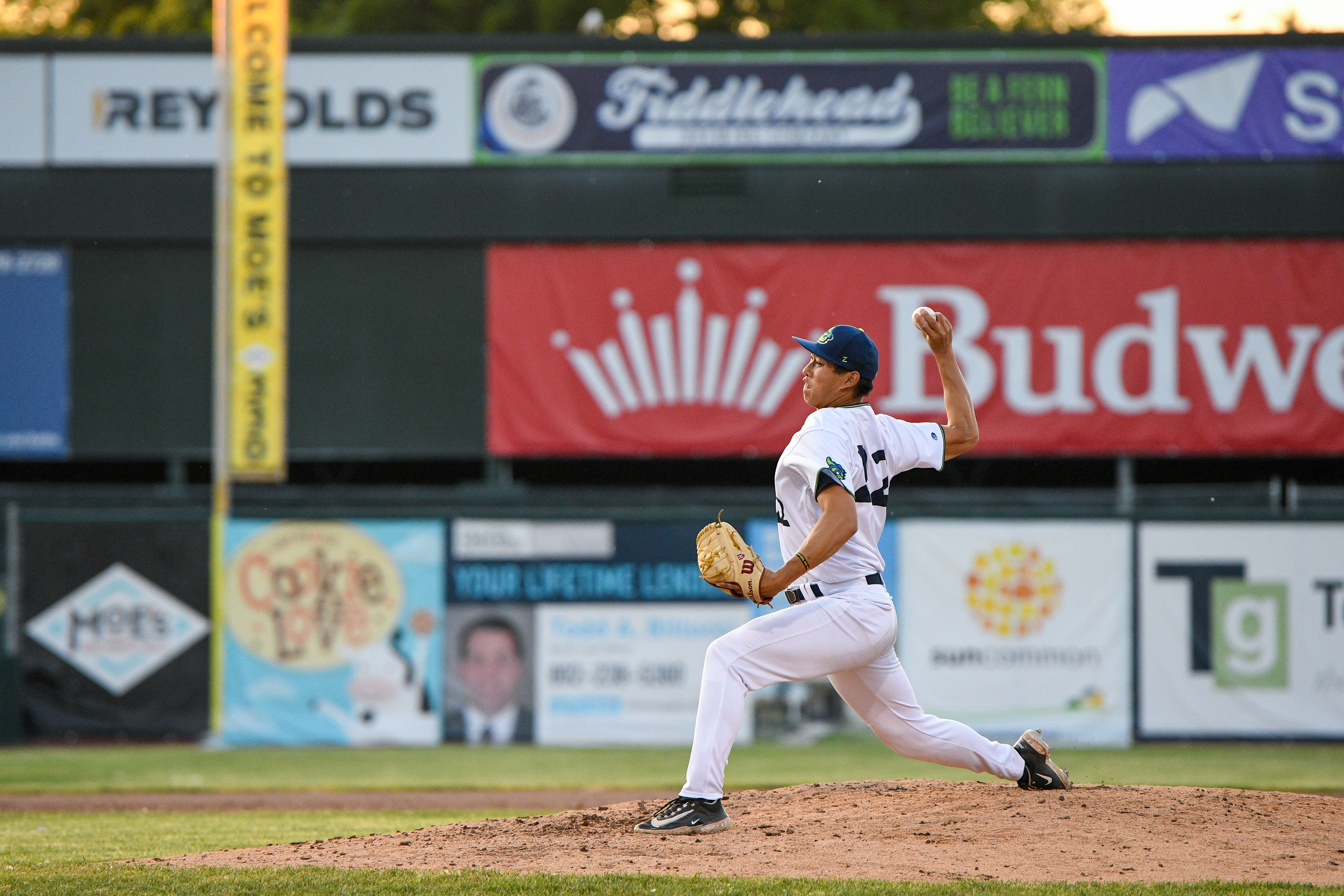 Callan Fang pitching at sunset