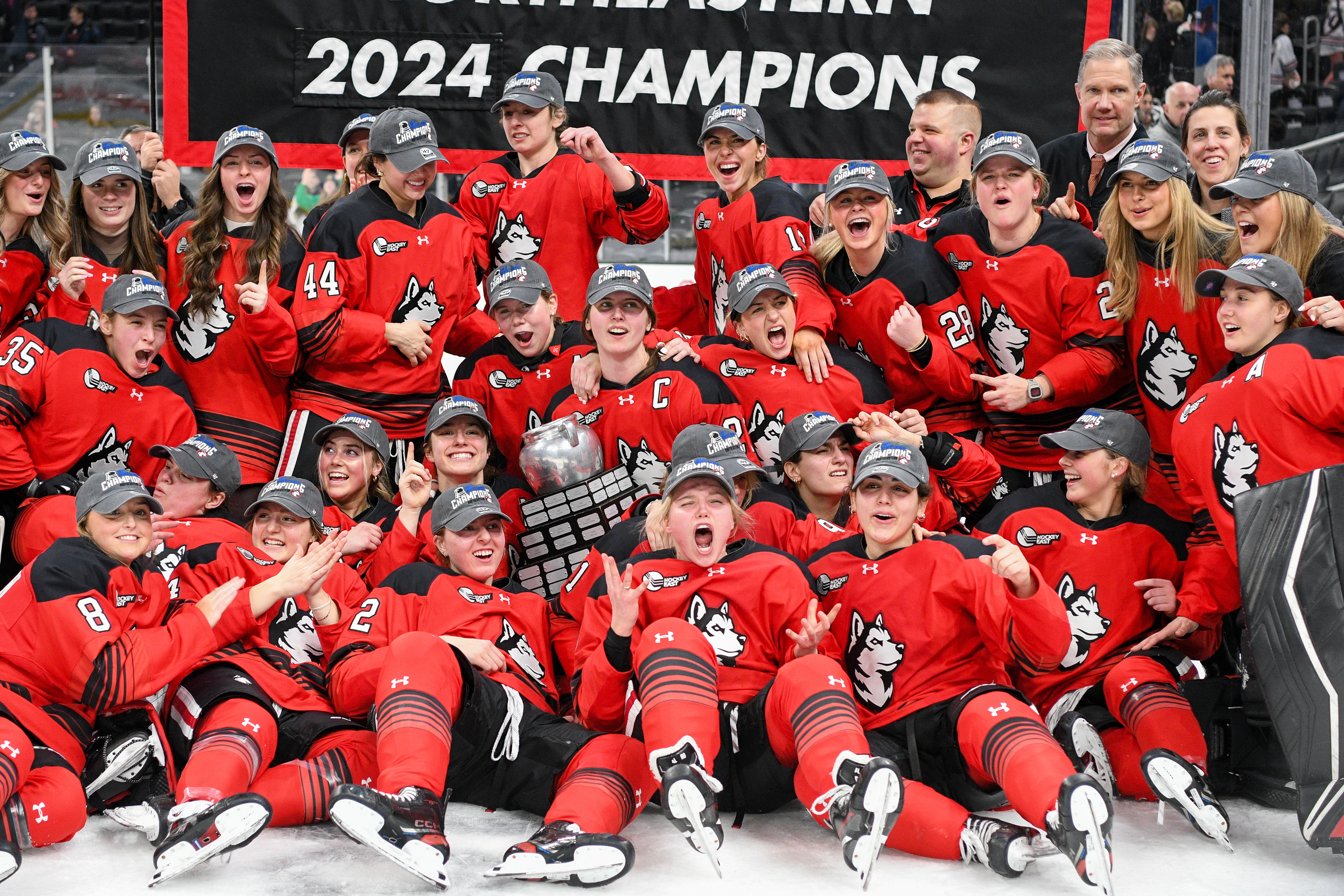 Northeastern celebrating their win.