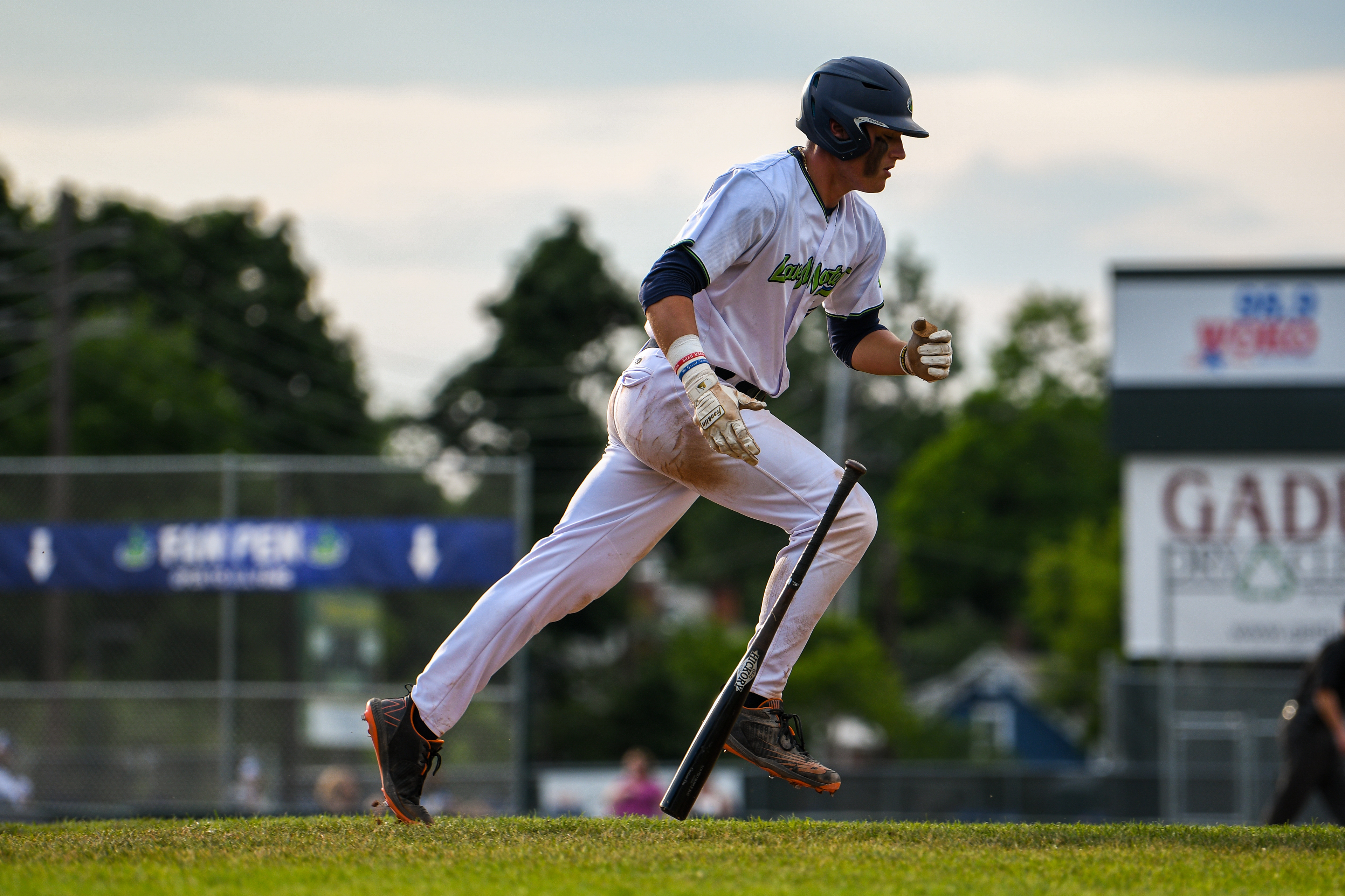 Antonio Perrotta running to first base after hitting a ground ball
