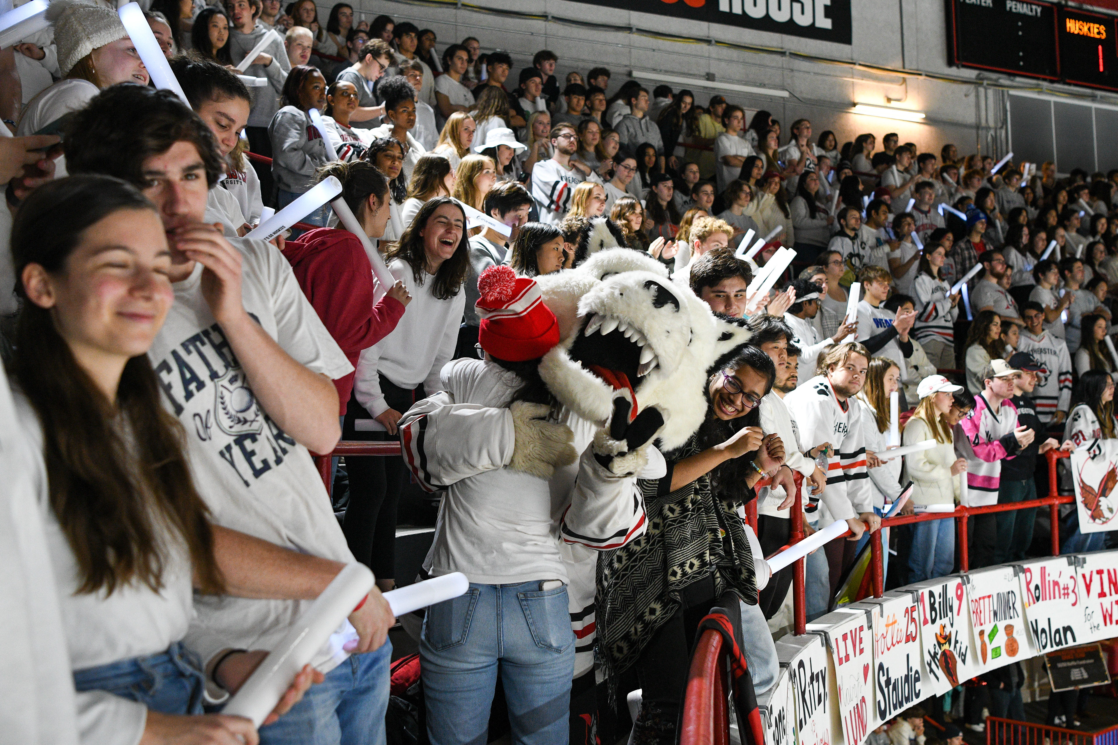 Paws in the Dog House during the White Out game against BC, December 02, 2023