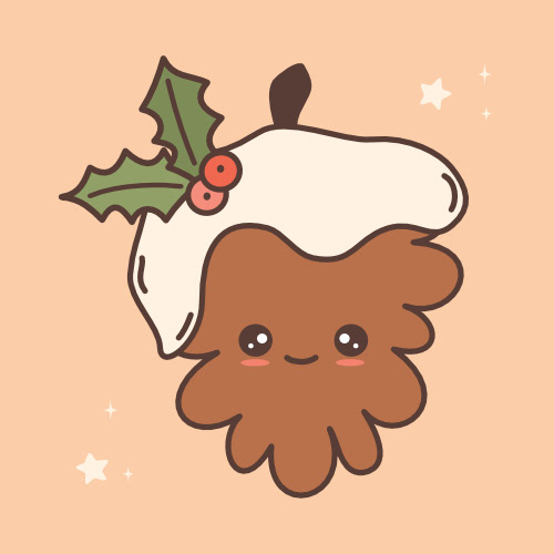  cute hand drawn cartoon character baby pinecone with snow hat and mistletoe funny christmas season vector illustration for greeting card by Alice Vacca