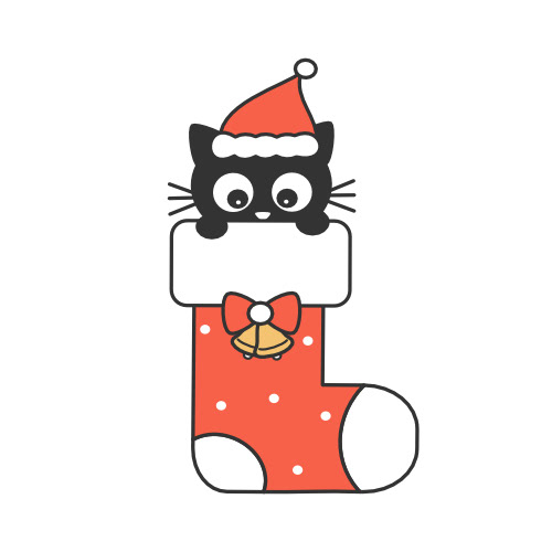  cute cartoon black baby cat in christmas gift sock holiday vector illustration by Alice Vacca
