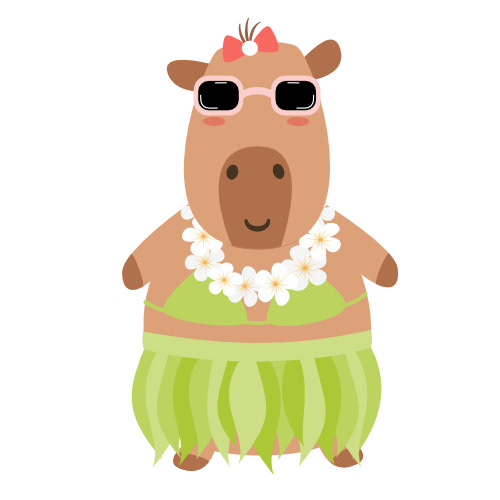 cute hand drawn cartoon character hawaiian capybara with sunglasses funny summer vector illustration isolated on white background By Alice Vacca