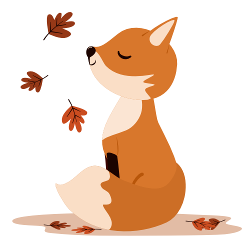  Cute hand drawn cartoon character fox with autumn leaves  illustration isolated on white background by Alice Vacca