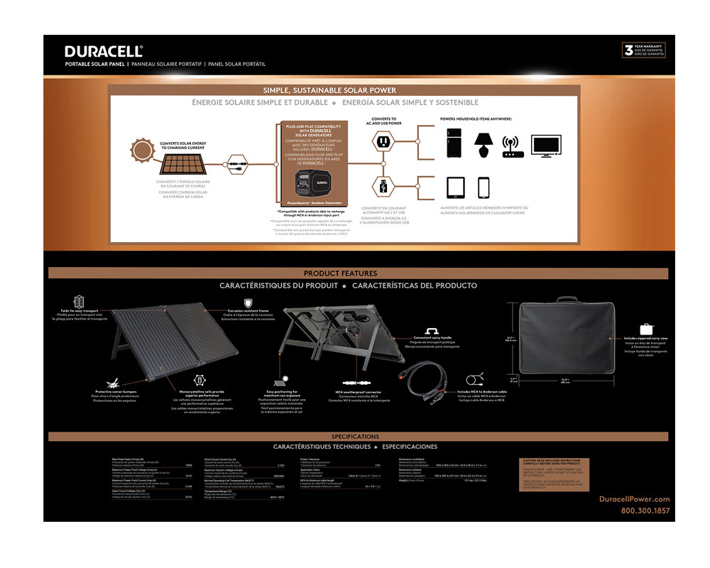 Trilingual Diagram/Specs - Duracell Packaging