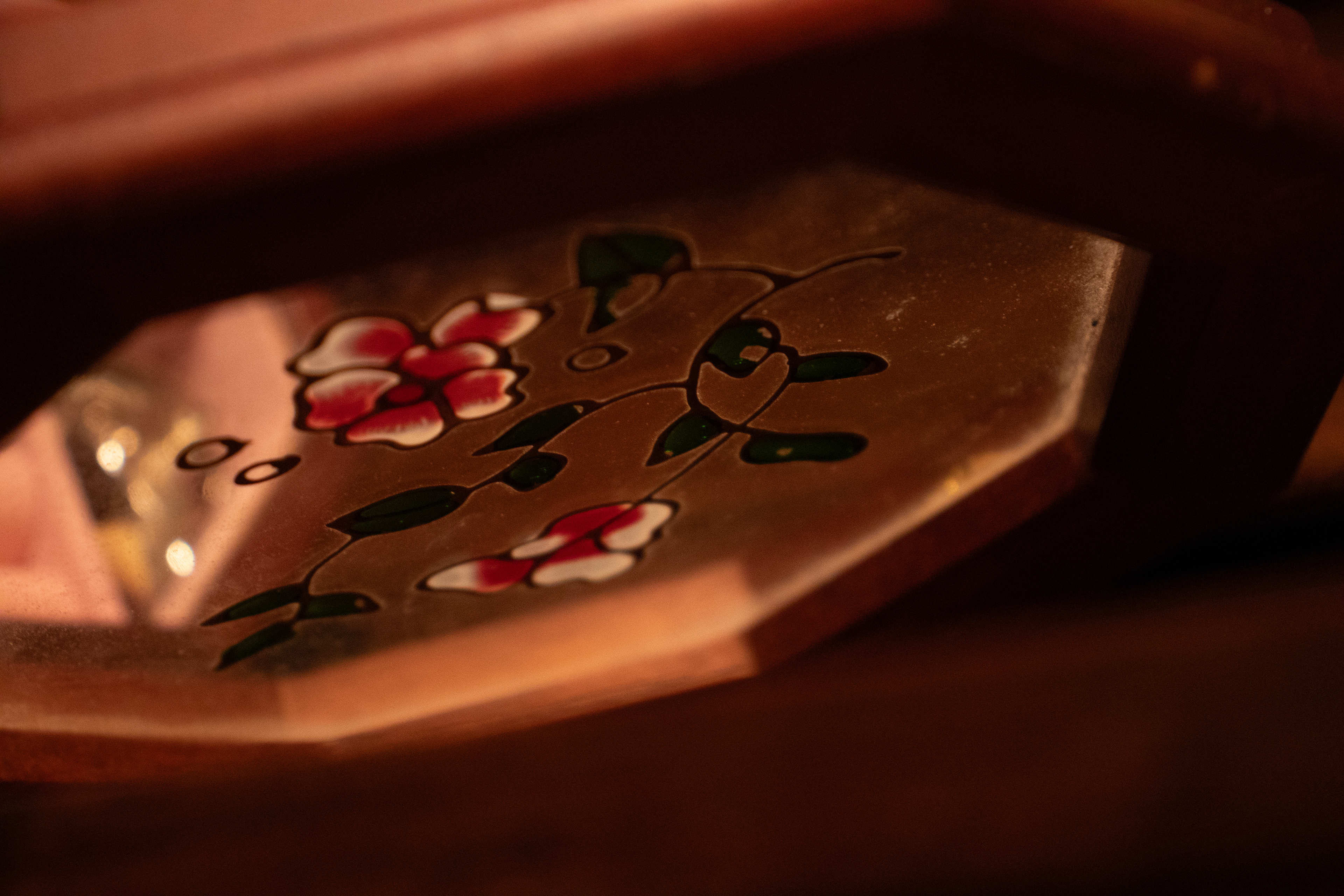 Jewelry Box from my grandma at an angle to capture the light from above with camera below.