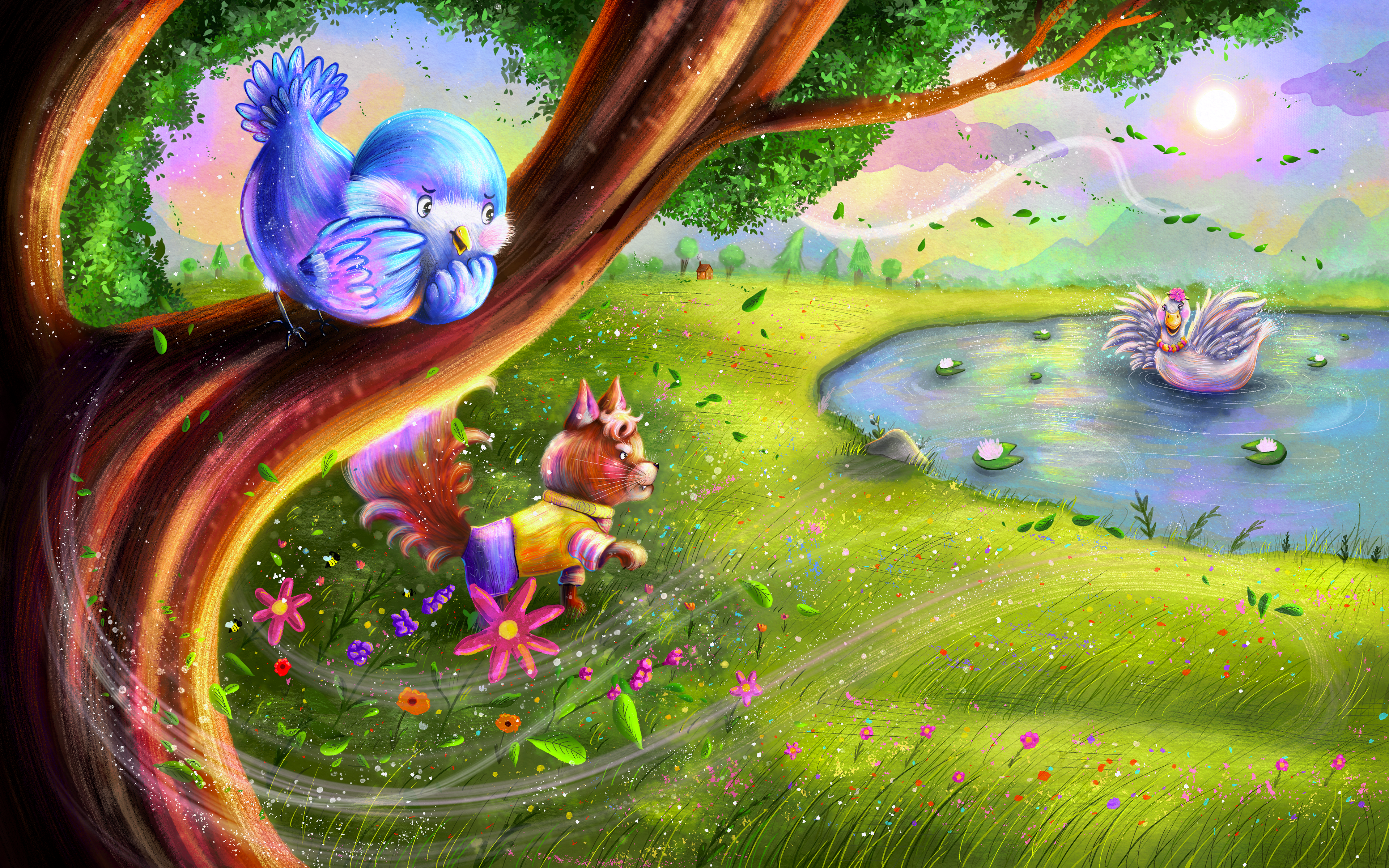 Peter & the Wolf - Cat vs. Duck Scene (Procreate)