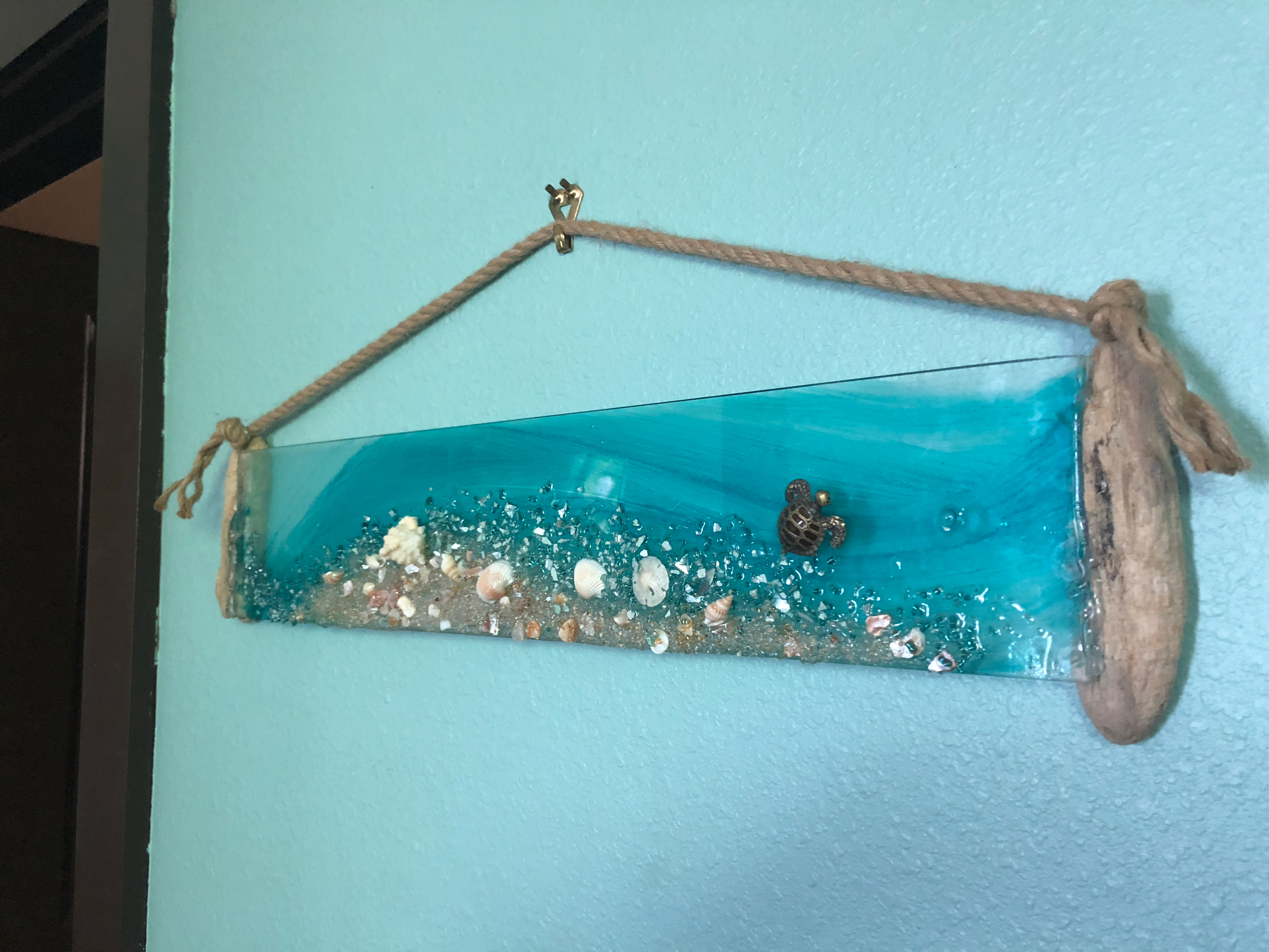 Repurposed jalousie window/Resin art