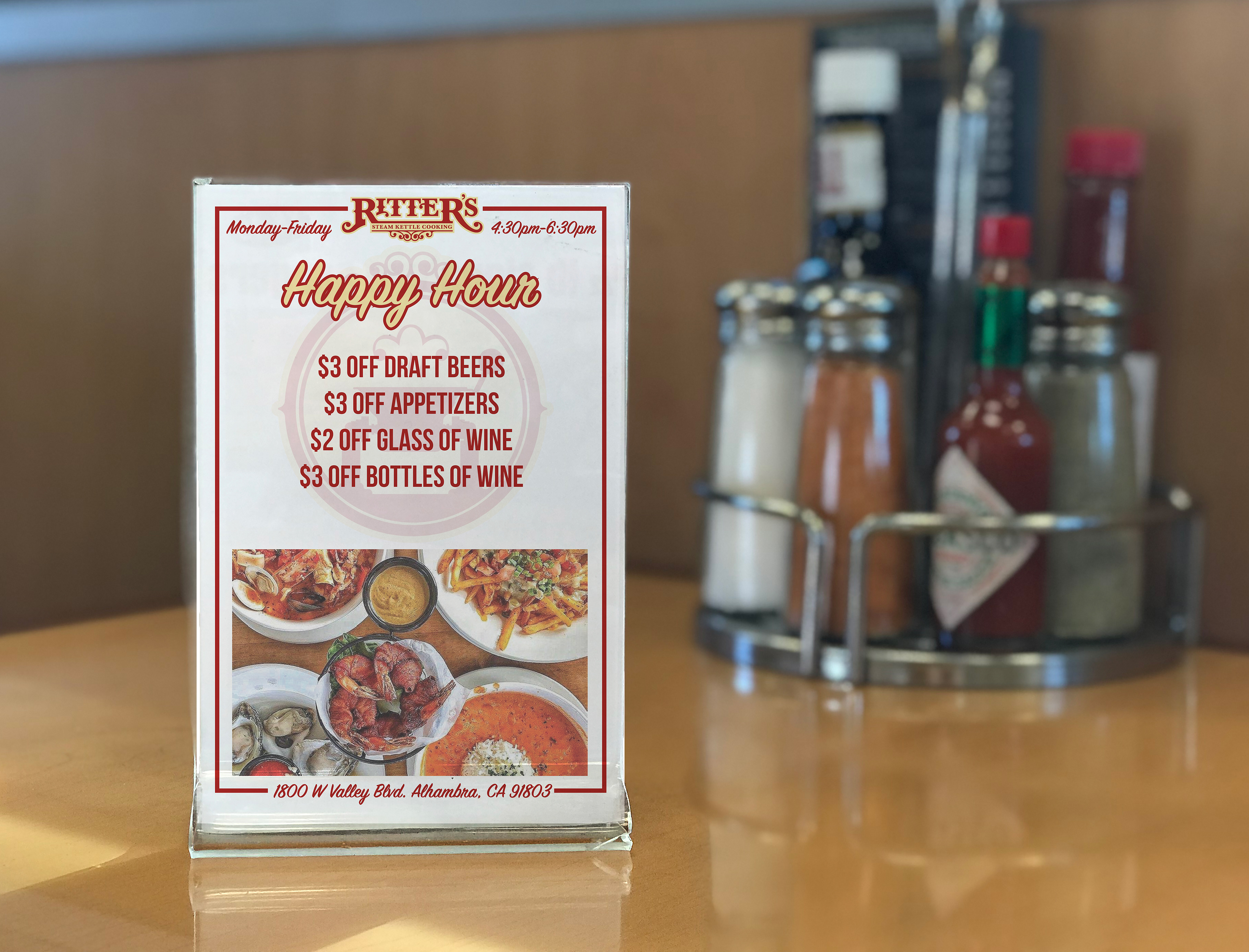 Ritter's Steam Kettle Happy Hour Menu