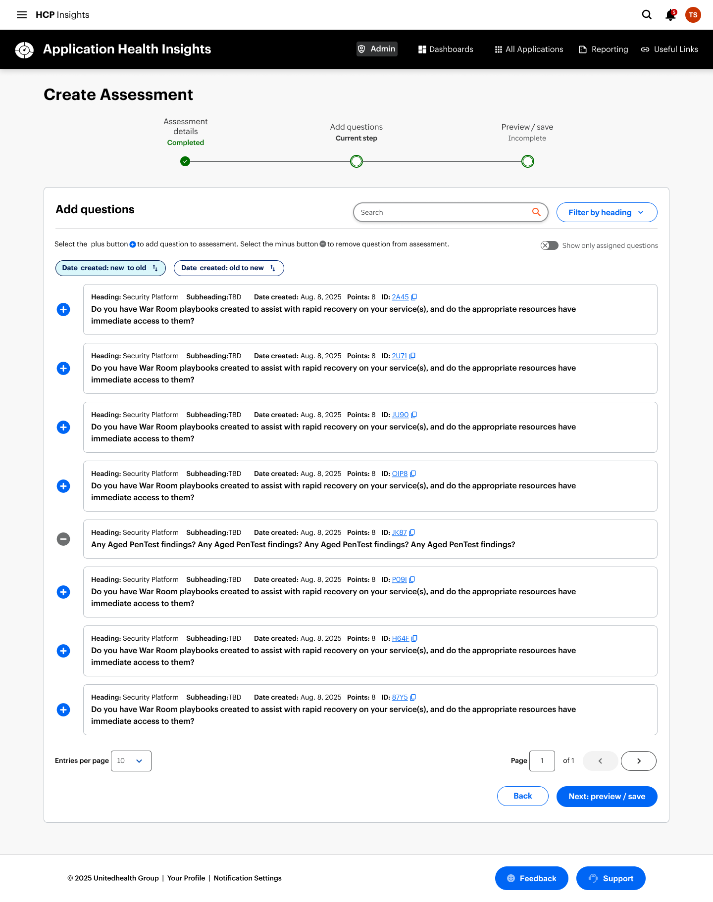 Admin - Create Assessment