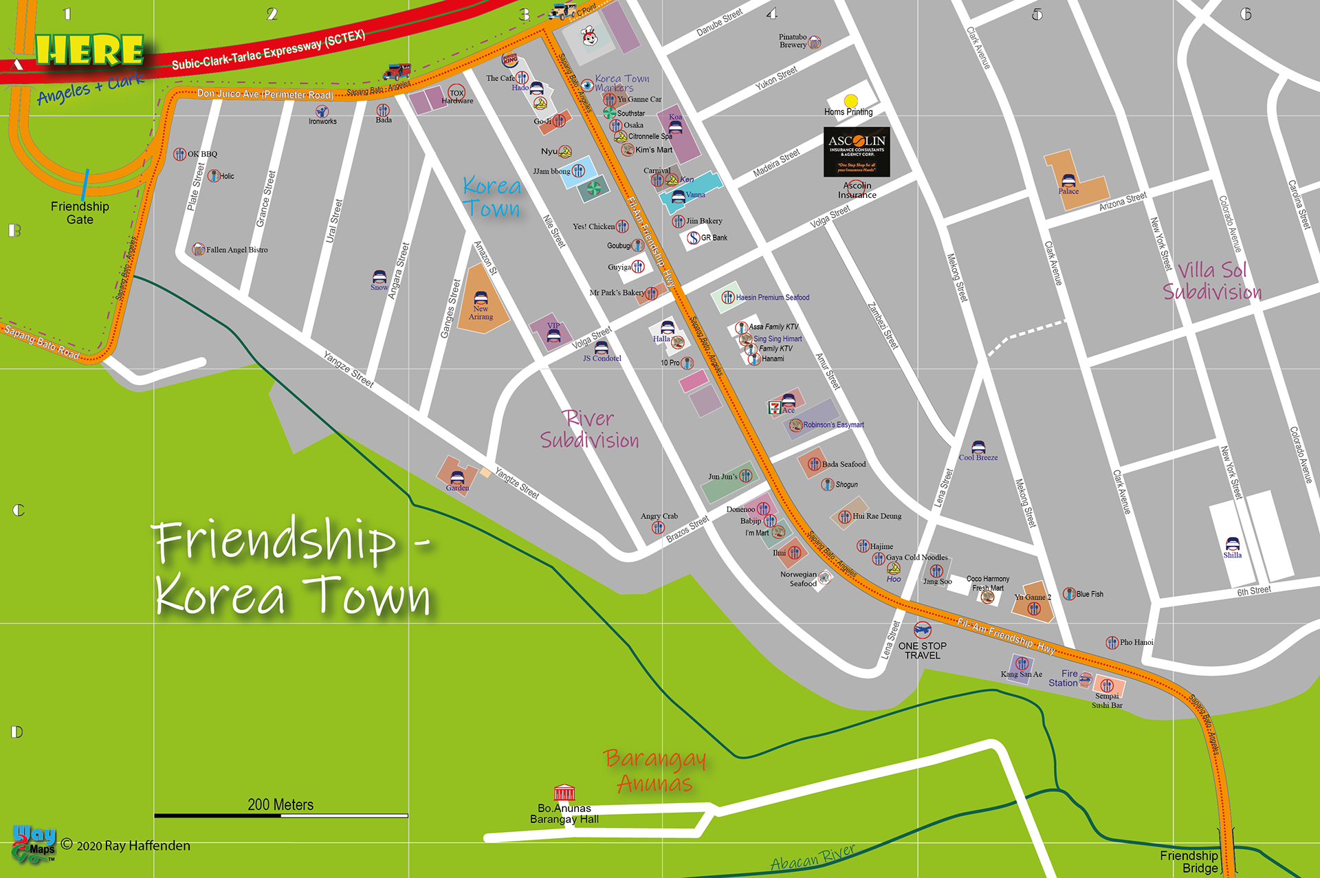 Map of Fil-Am Friendship Hihway - "Korea Town", Angeles City, Pampanga, Philippines