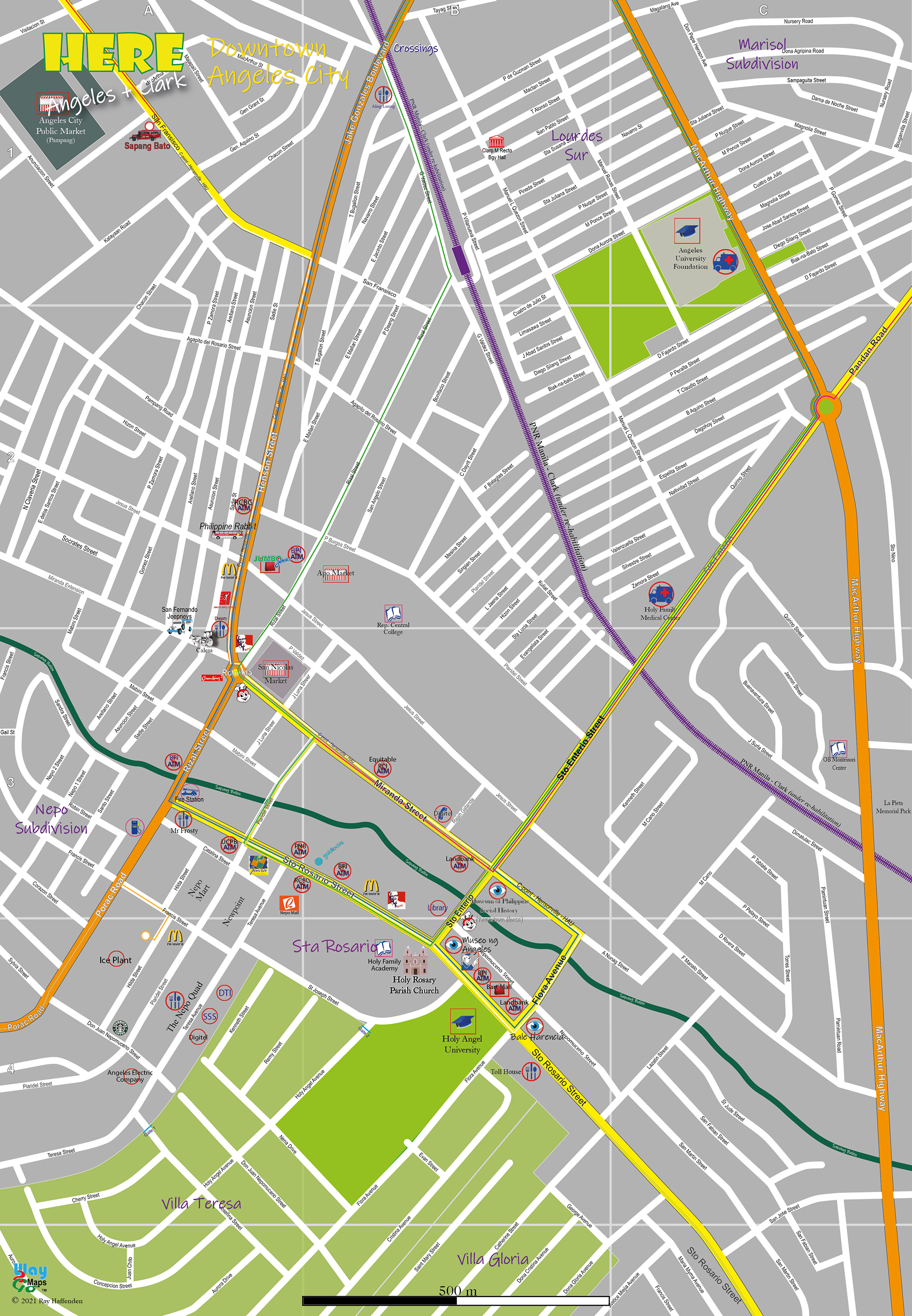 Hensonville Angeles City Map Angeles City Maps - Downtown