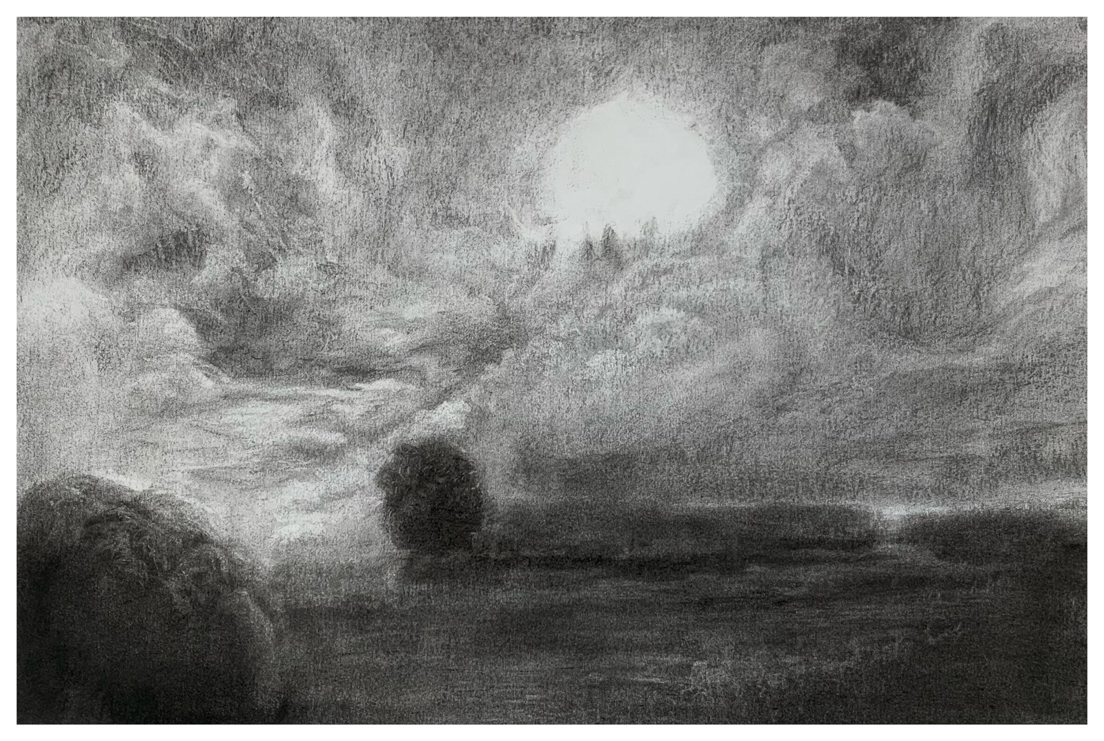 Novo começo, 2021 Carvão s/papel 42x59,5cm C/moldura - 350€