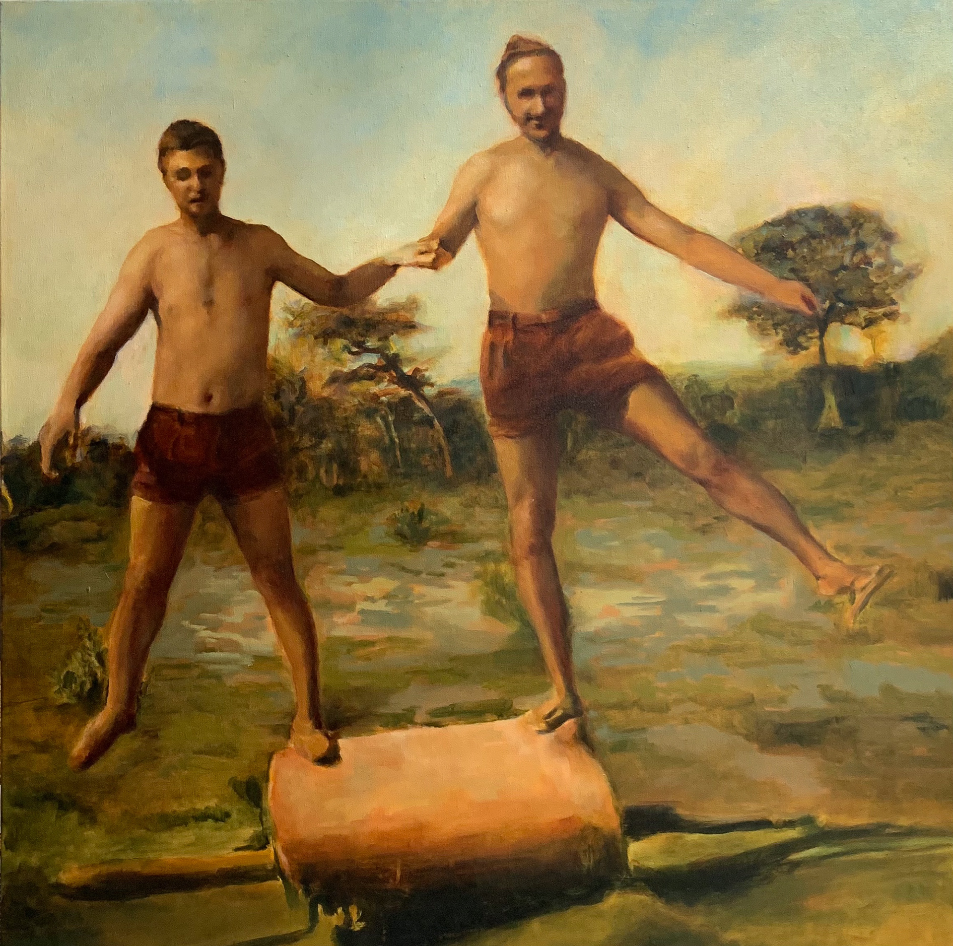 Os equilibristas, 2021 - Óleo s/ tela, 80X80cm - 1250€ 