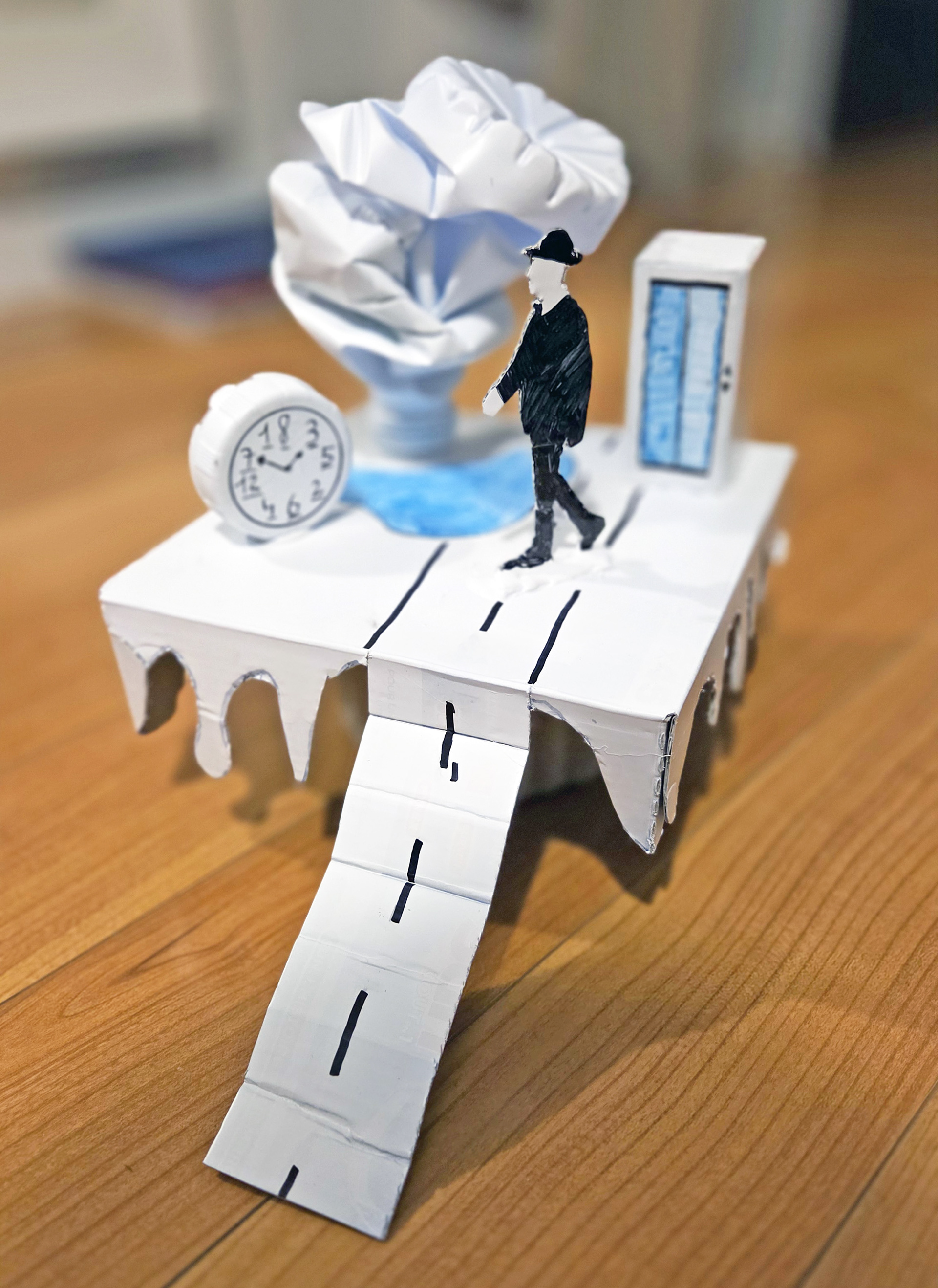 Surreal model using scrap materials