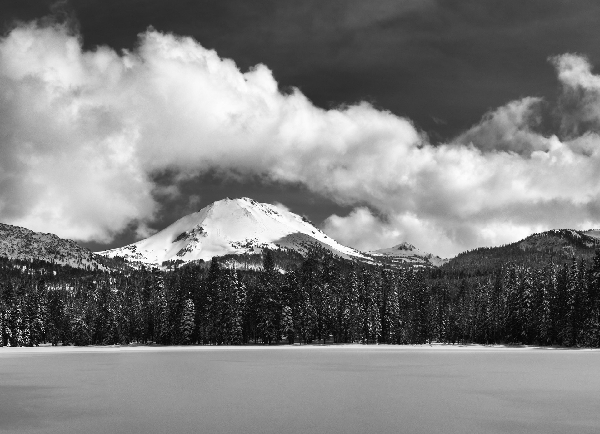 Lassen Peak Through the Clouds