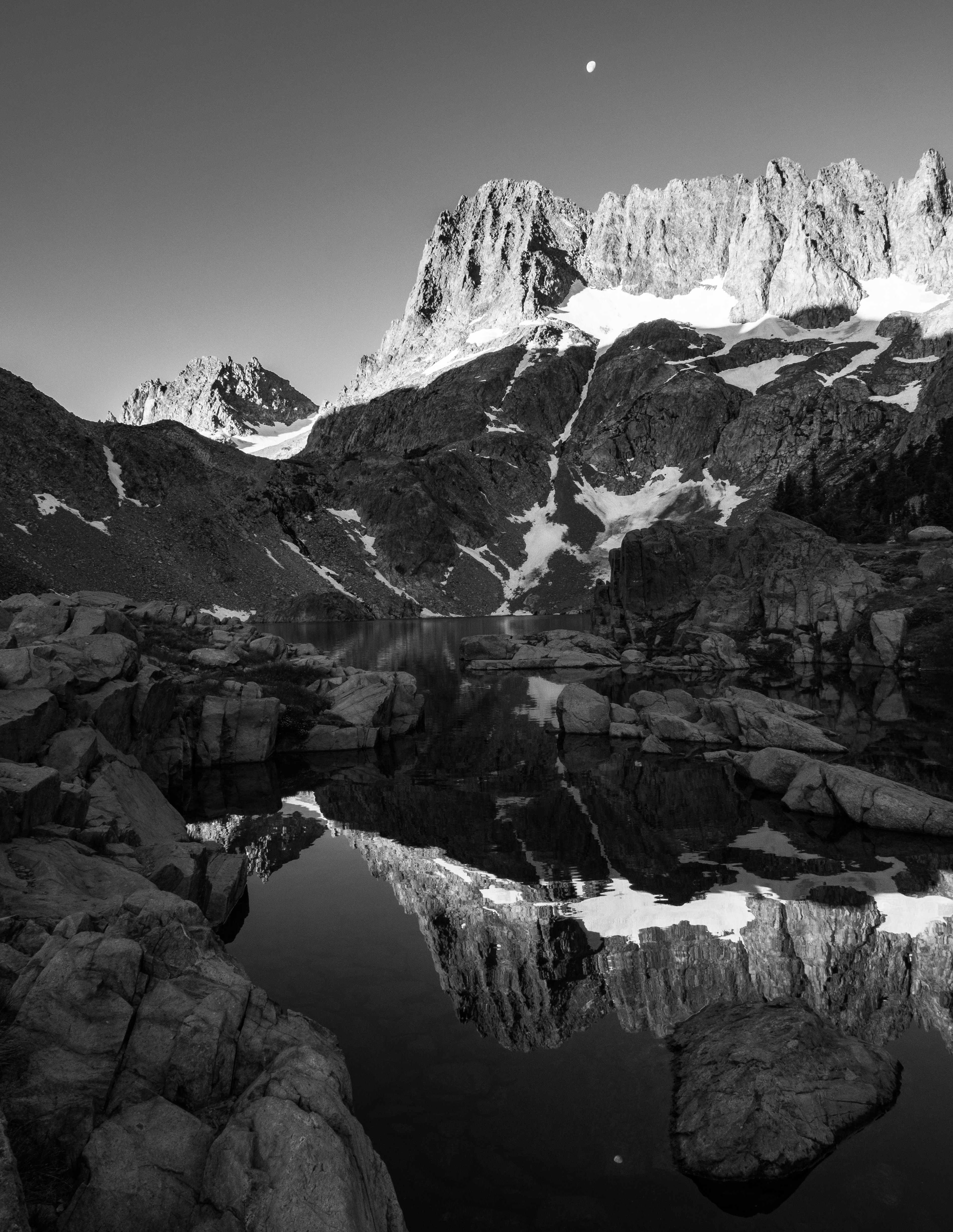 Setting Moon Over the Mountains