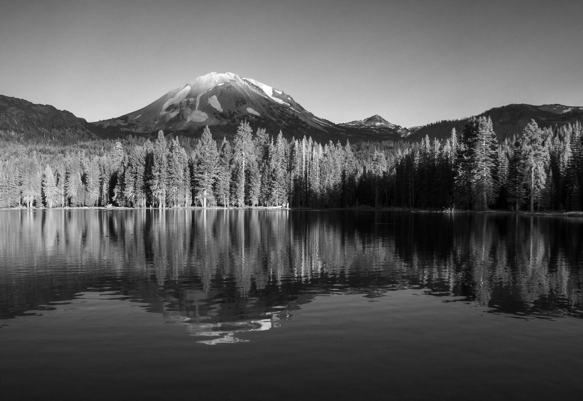 Sunset on Lassen Peak and Manzanita Lake