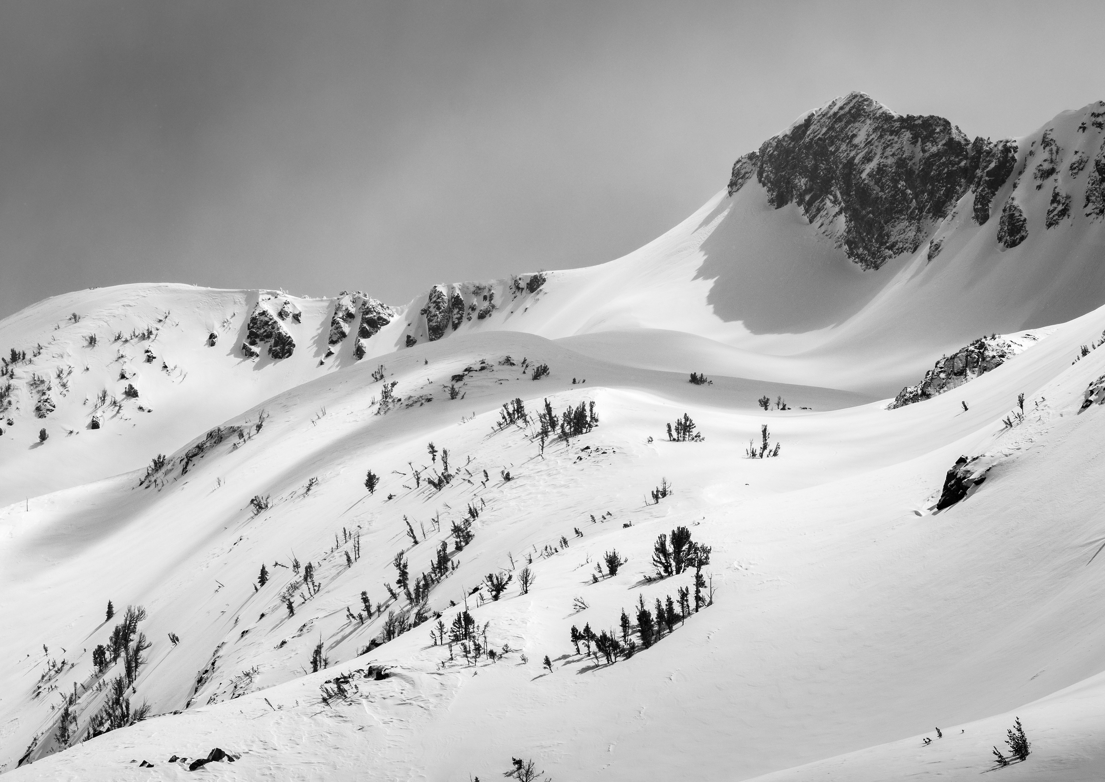 Snow Covered Slopes Over Winnemucca Lake