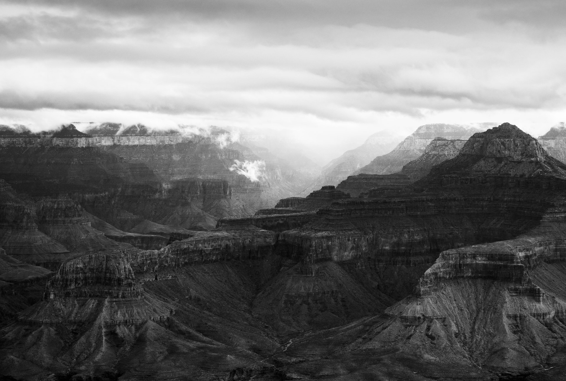 Layers of Canyons in the Rain