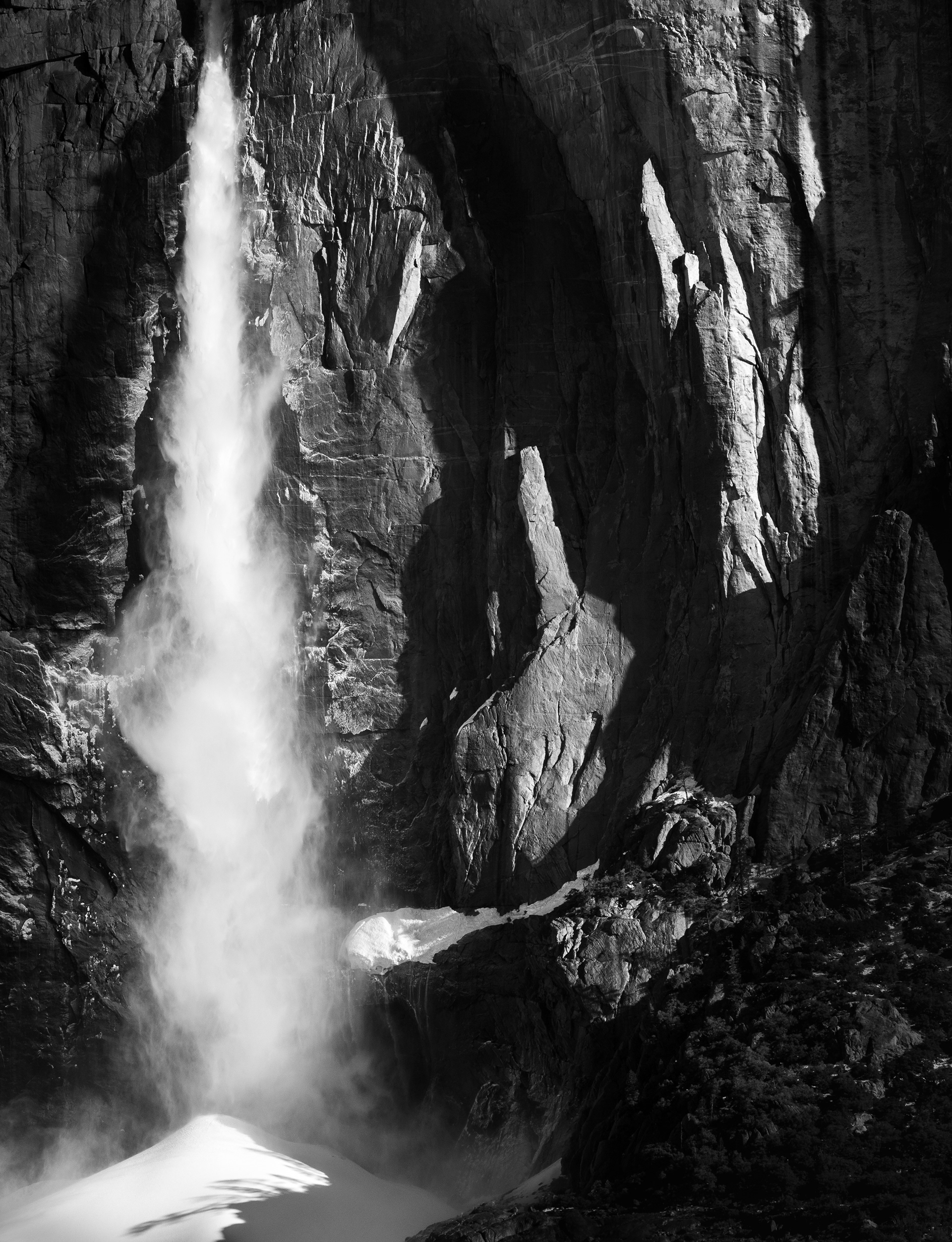Accumulating Snow Beneath Upper Yosemite Fall