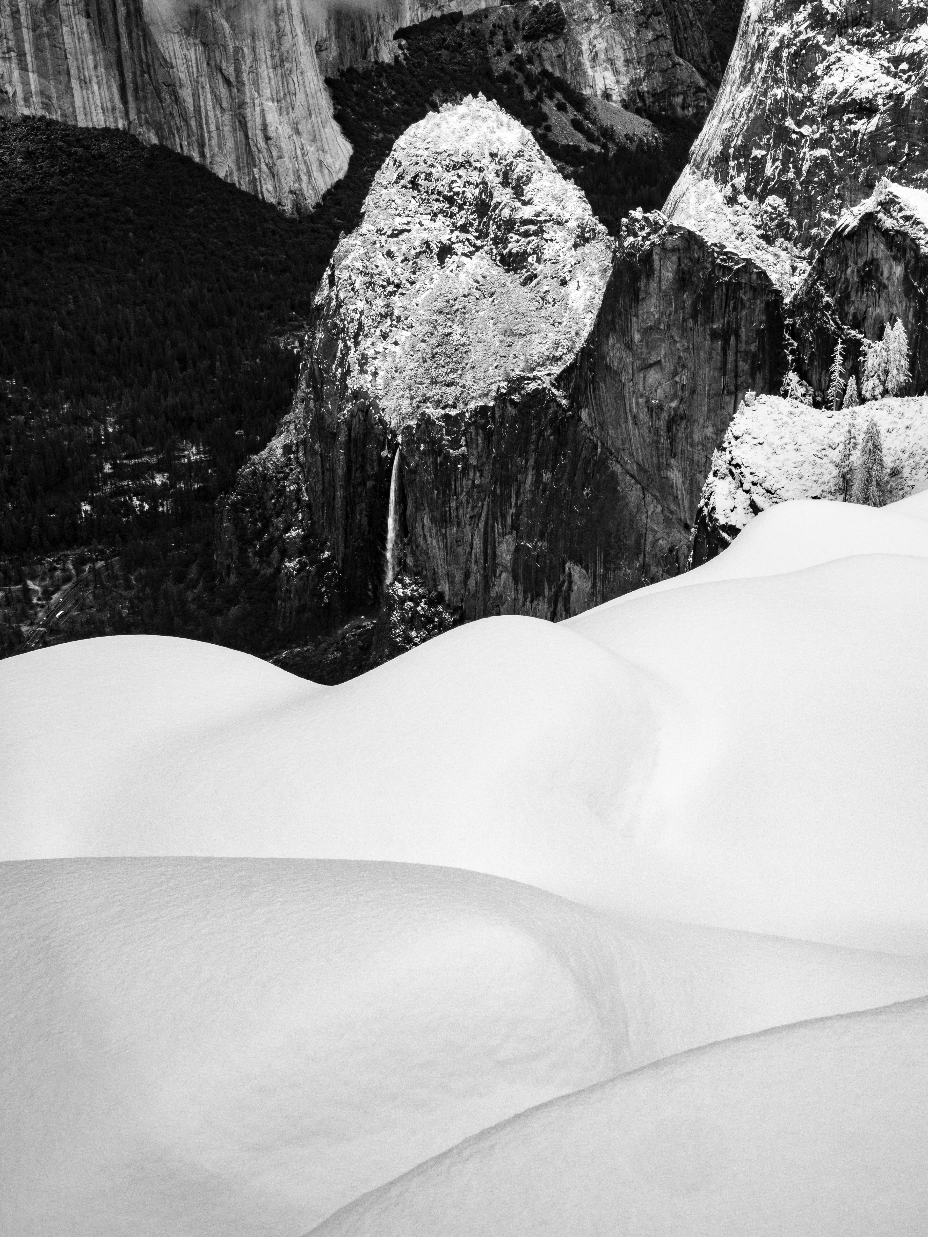 Bridalveil Fall From the South Rim in Winter