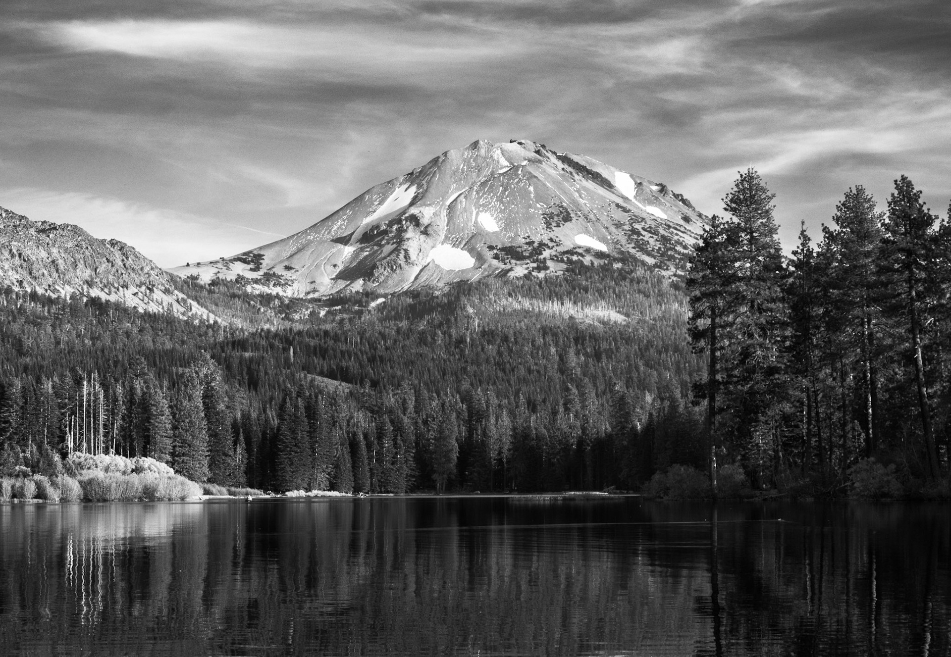 Lassen Peak and Manzanita Lake in Fall